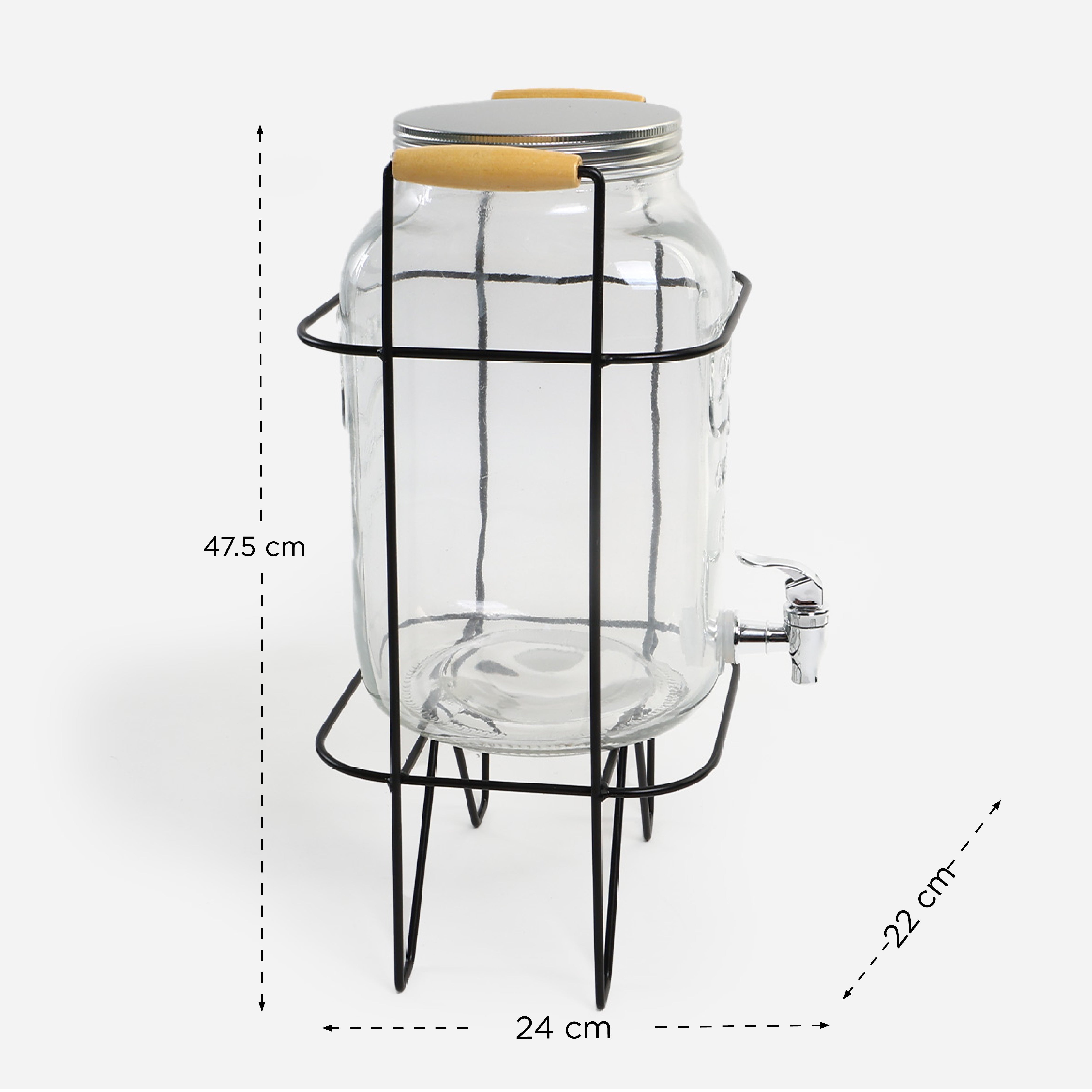 SM Home Glass Dispenser with Lid and Stand - 8L