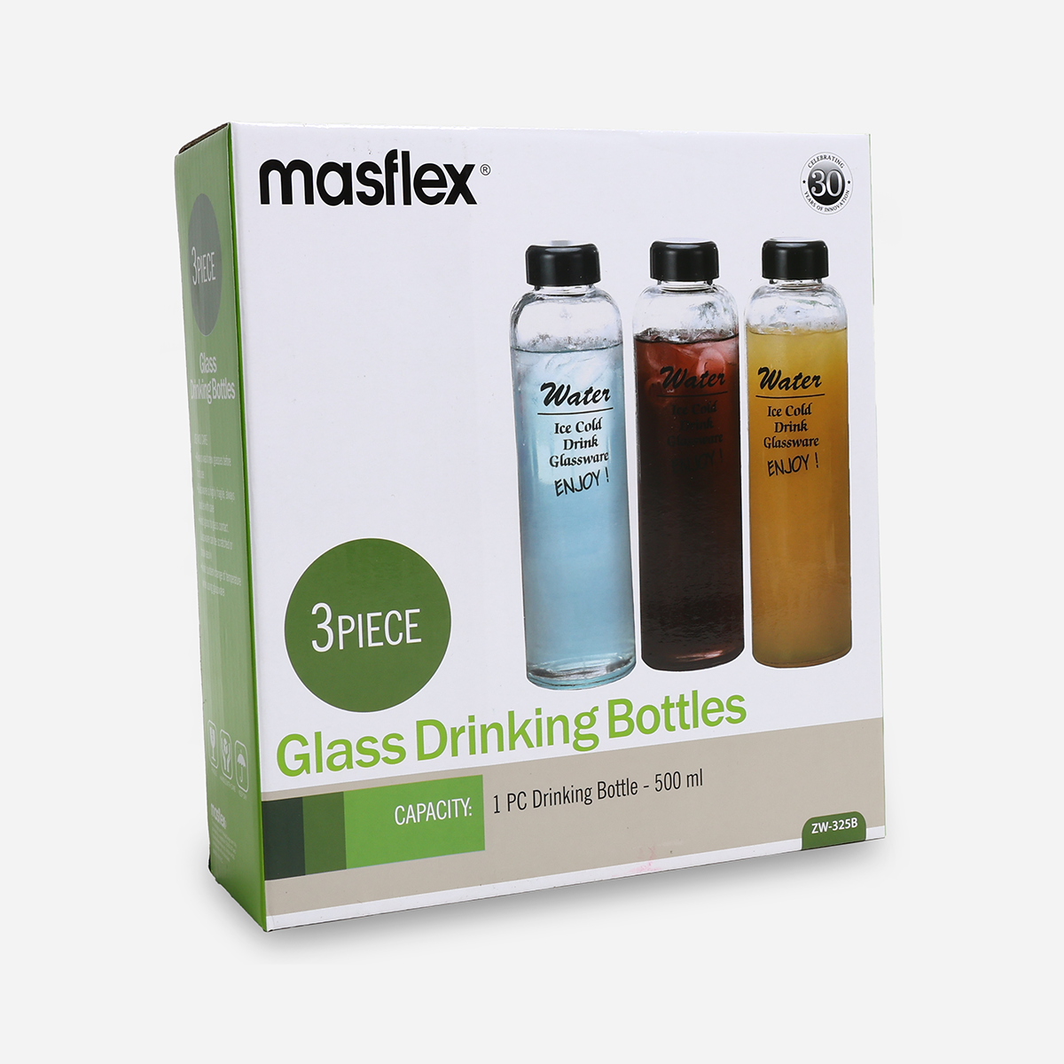 Masflex Set of 3 Glass Bottle - 450ml