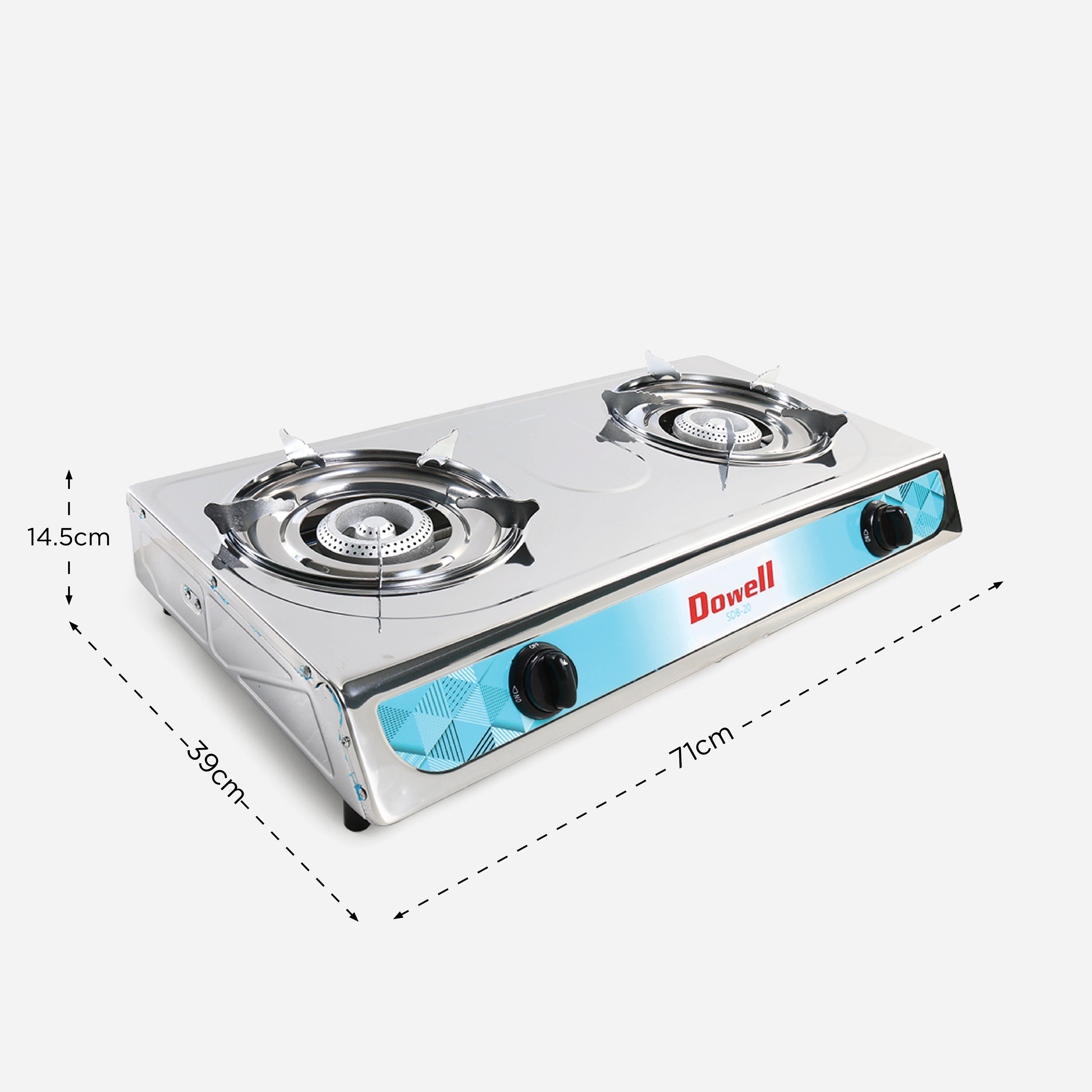 Dowell Double Burner Gas Stove XM T80 SDB-20 - Stainless
