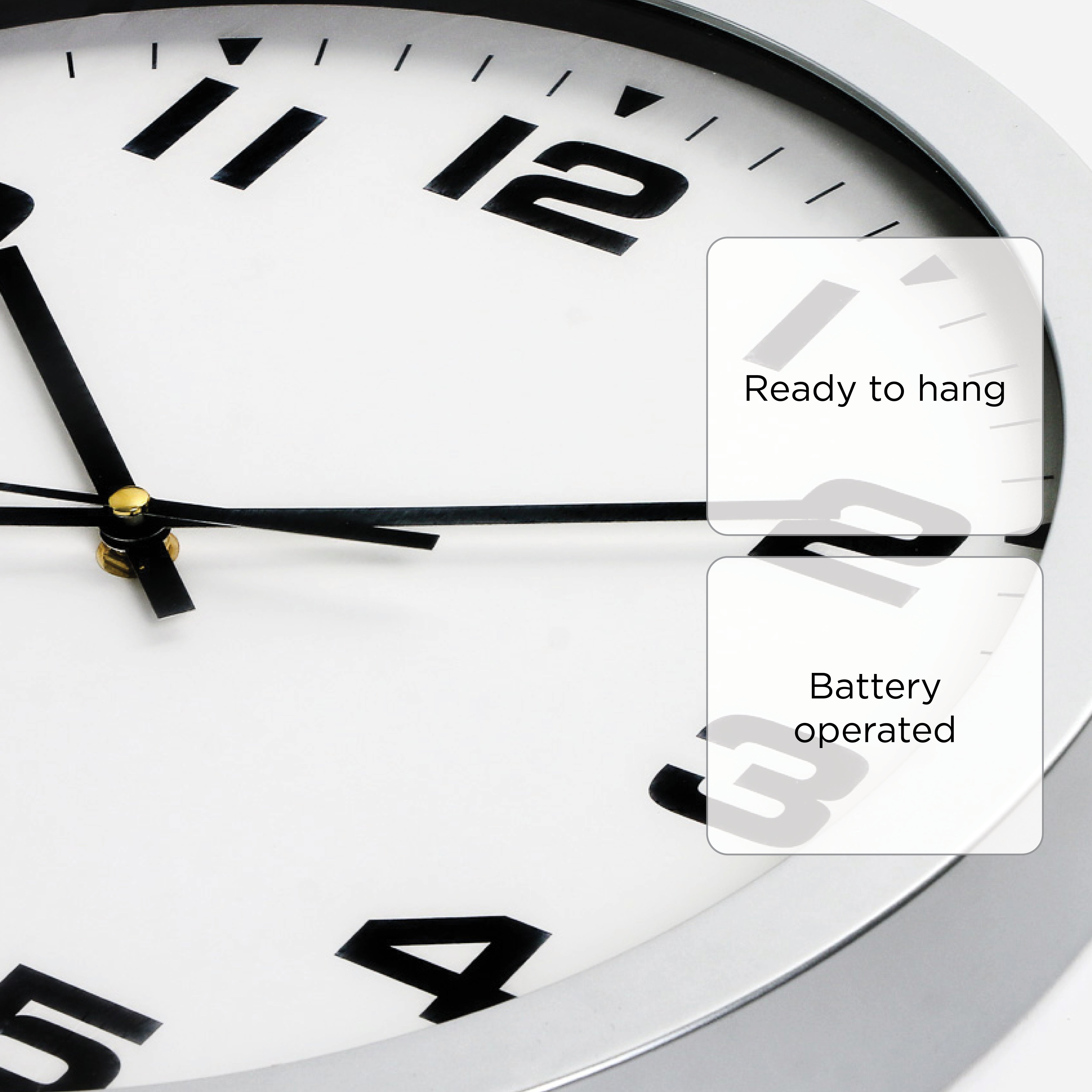Hosh Round Wall Clock JH6303 (Silver) - 14in