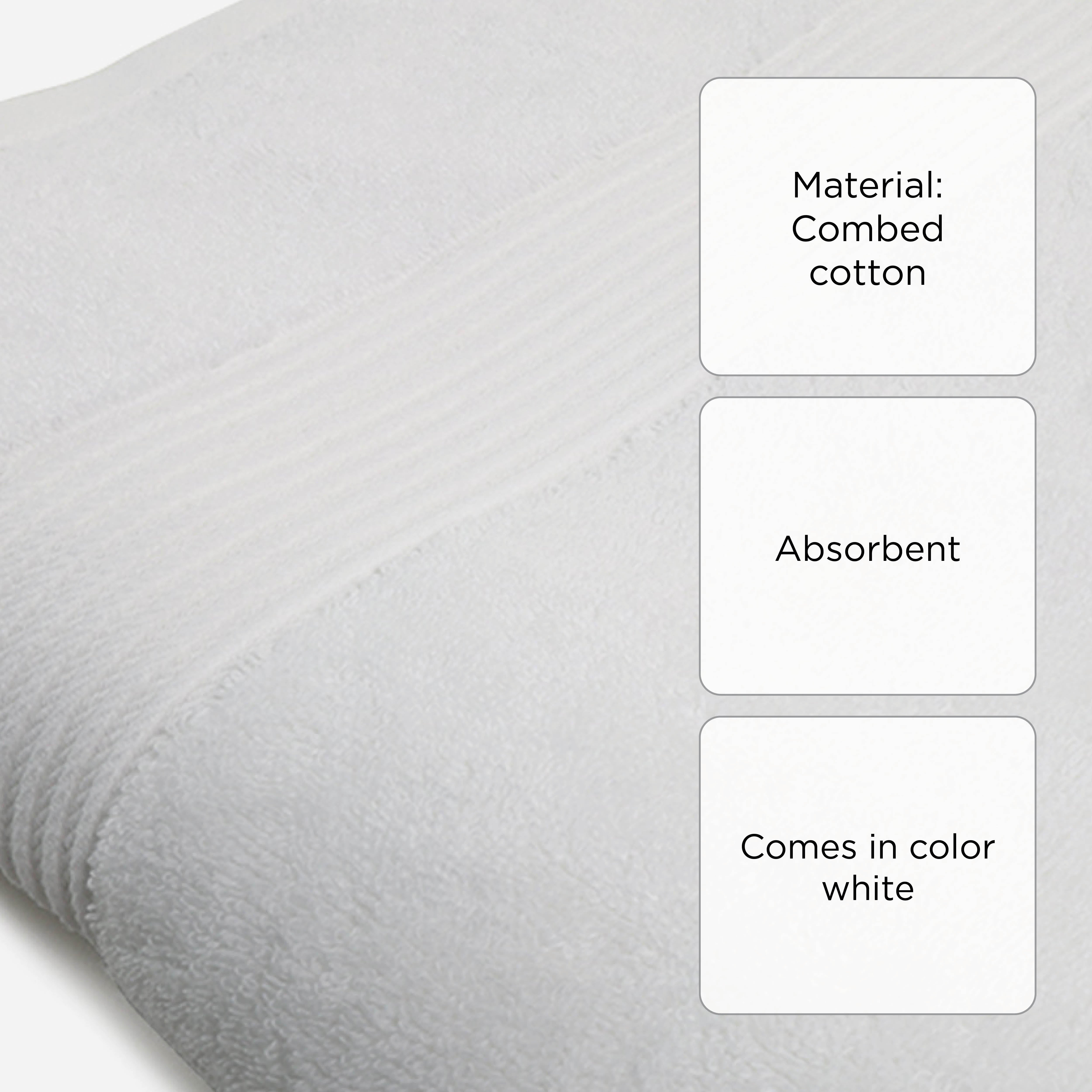 Hosh Combed Cotton Bath Towel - White
