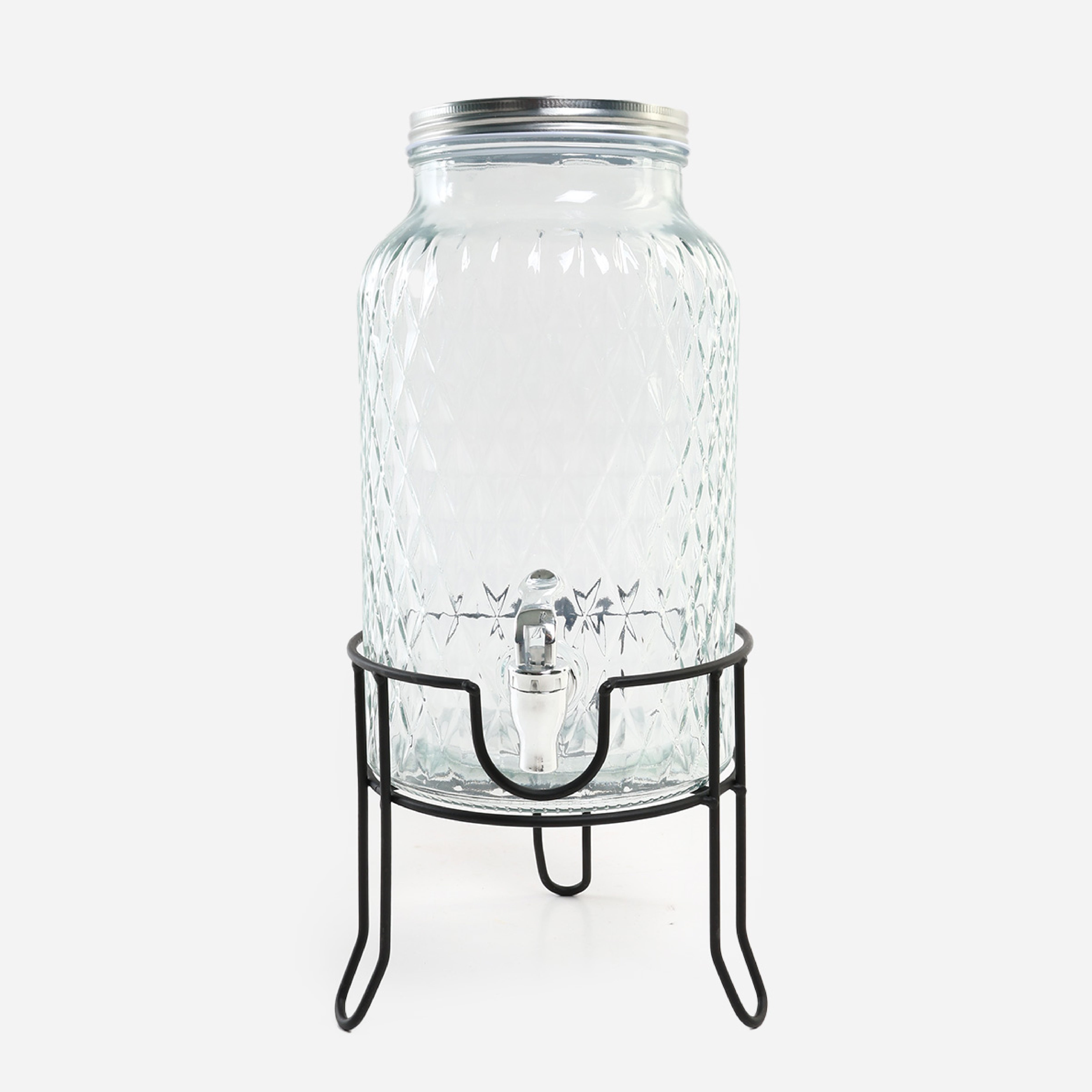 SM Home Glass Beverage Jar with Metal Lid - 5.6L