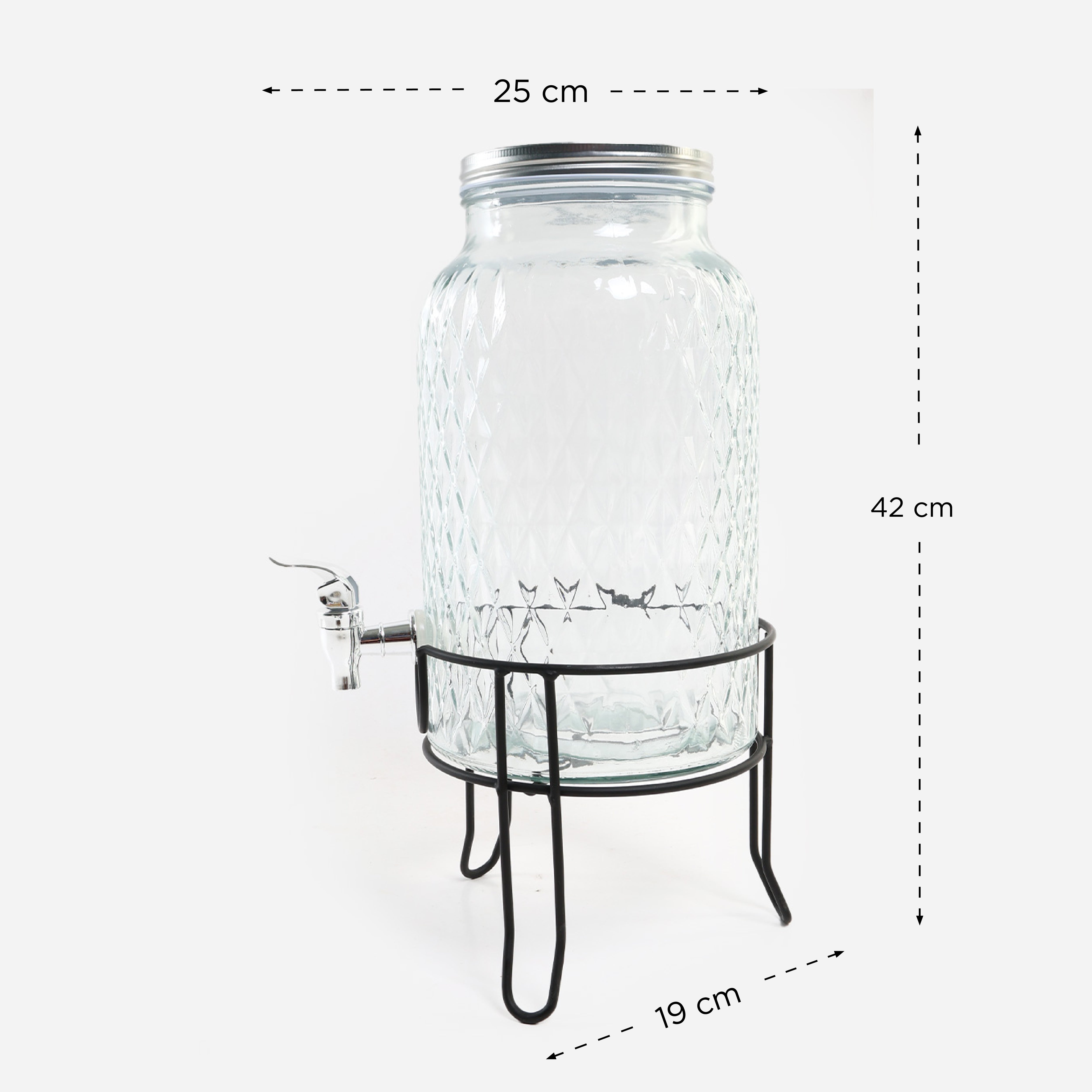 SM Home Glass Beverage Jar with Metal Lid - 5.6L