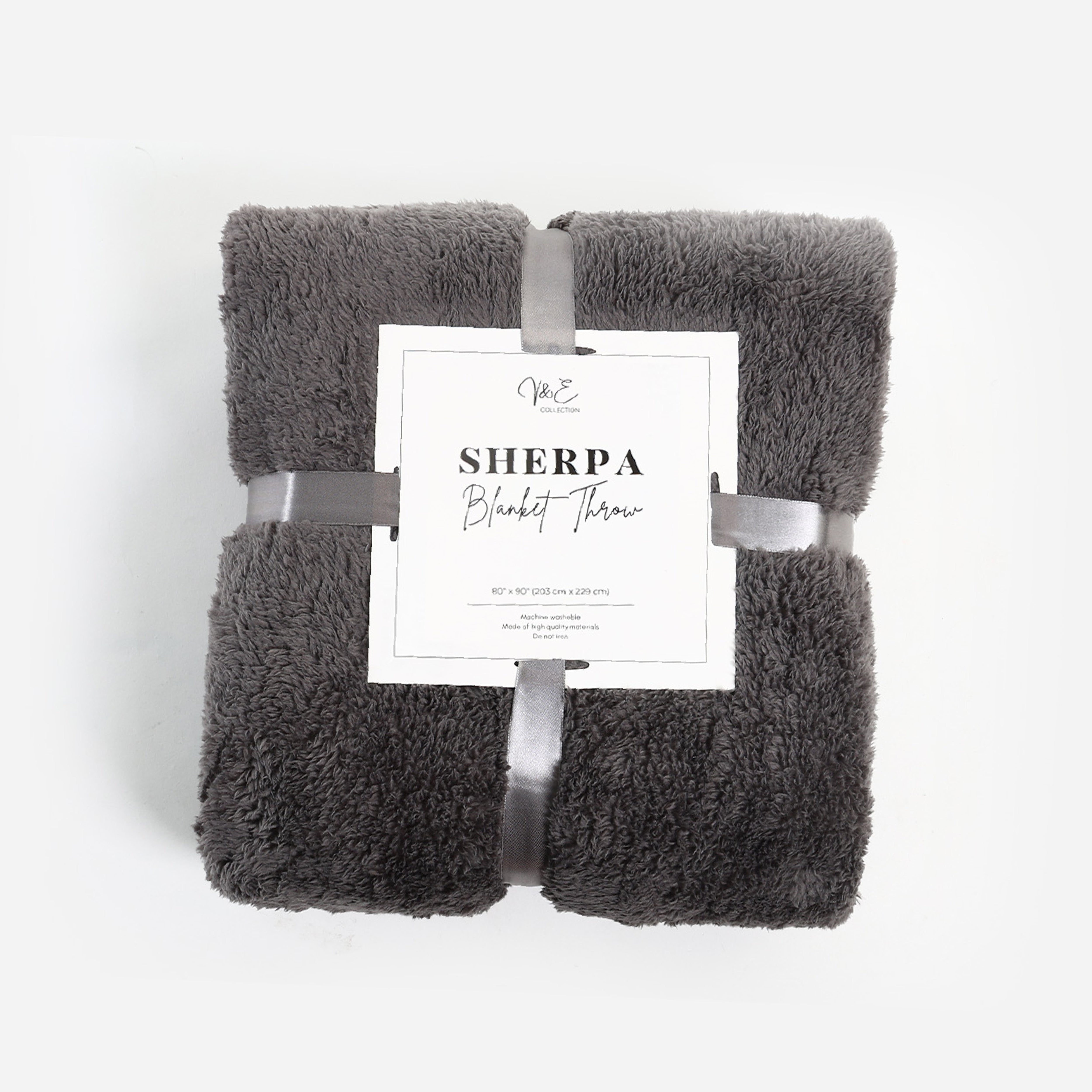 V&E Sherpa Blanket (Gray) - 80x90in