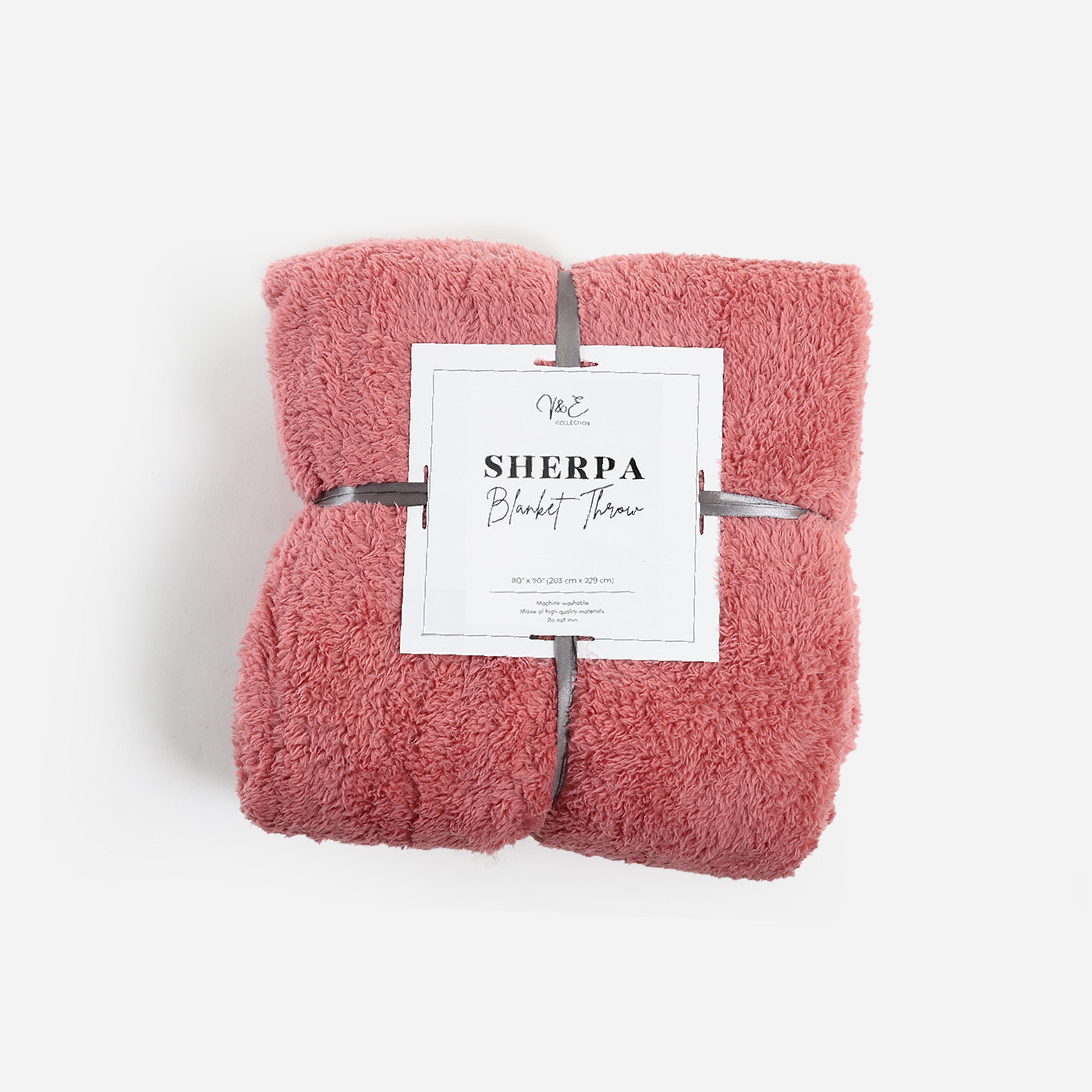 V&E Sherpa Blanket (Pink) - 80x90in