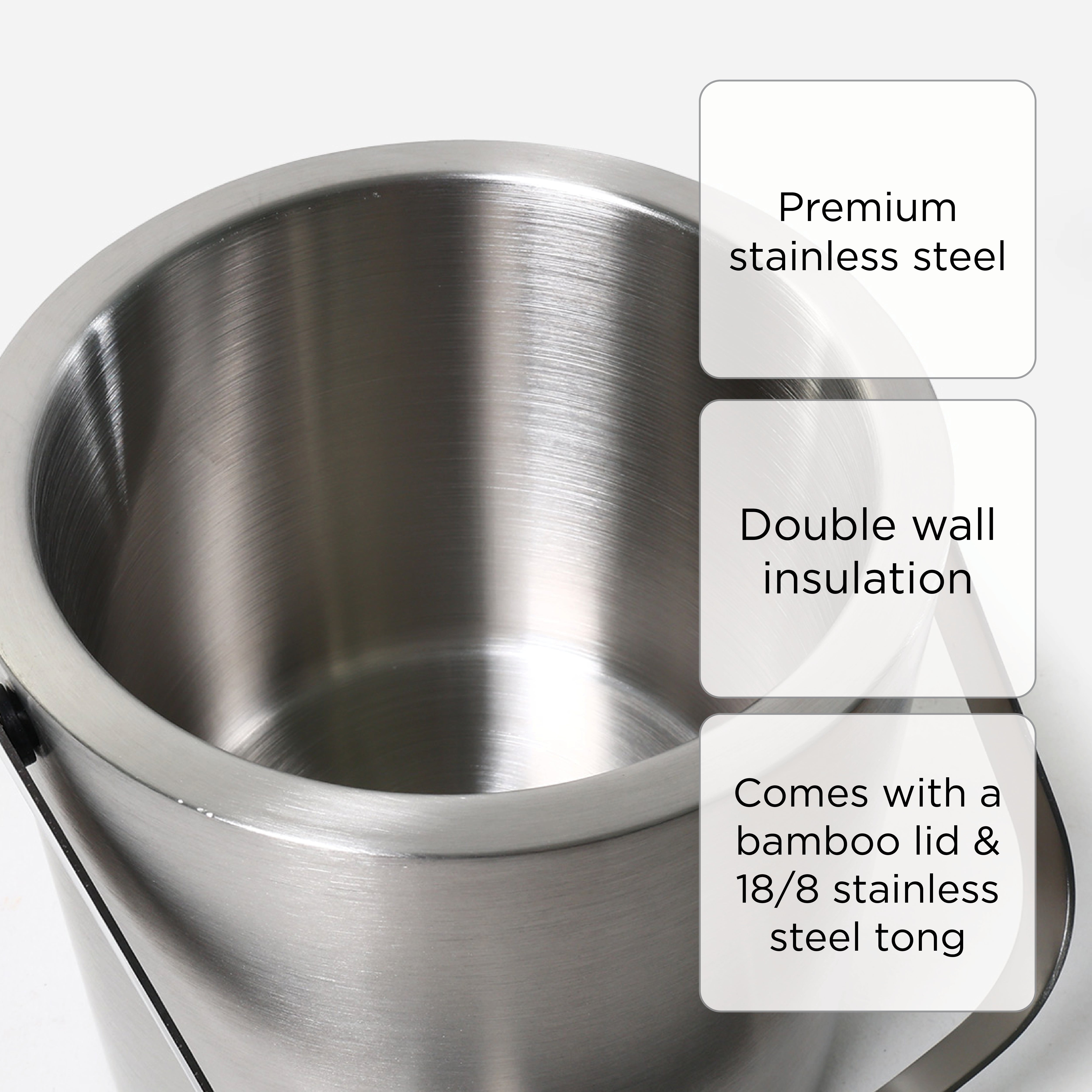 Masflex Stainless Steel Double Wall Ice Bucket NF-013 - 1300ml