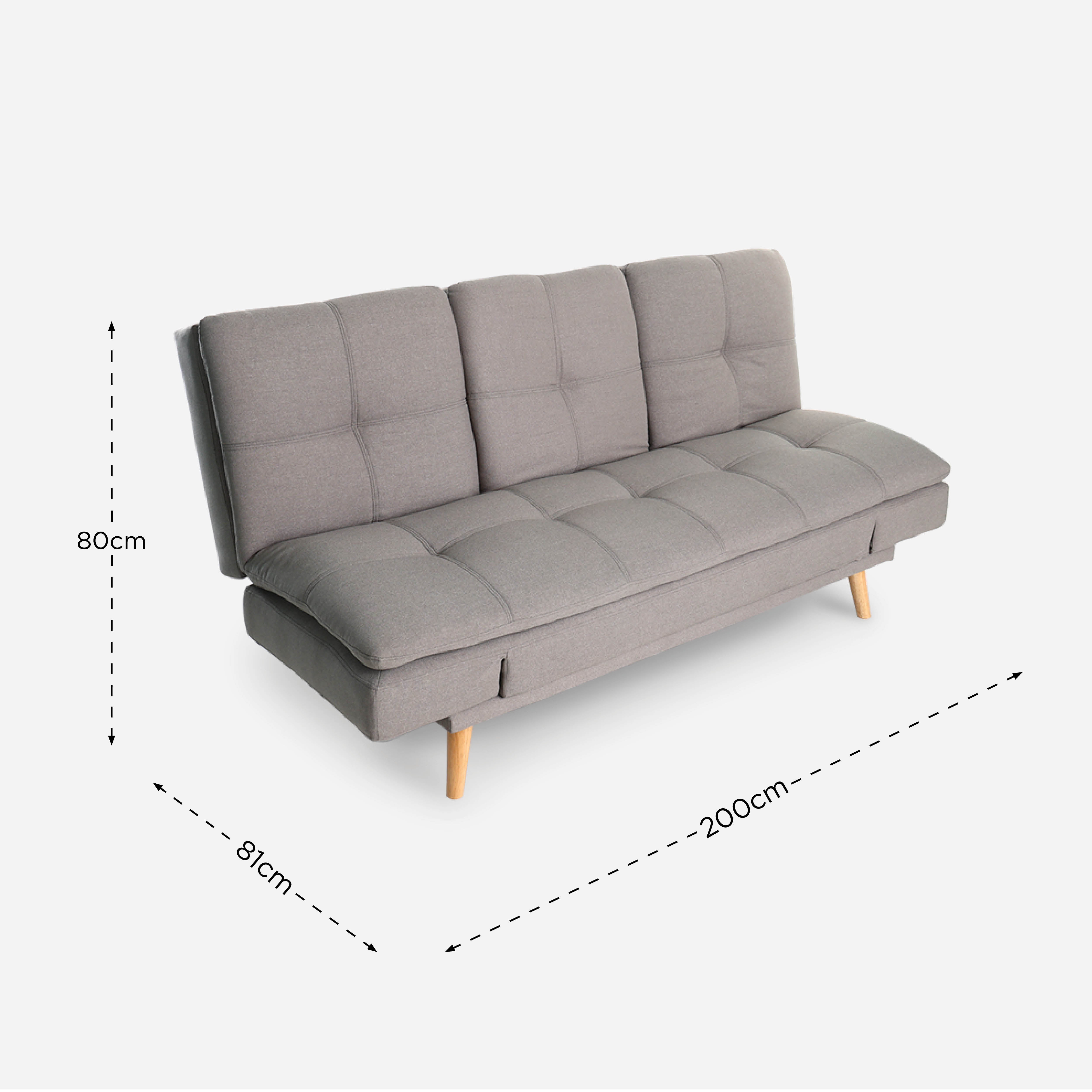 SM Home 3-Seater Merit Sofa Bed - Light Gray