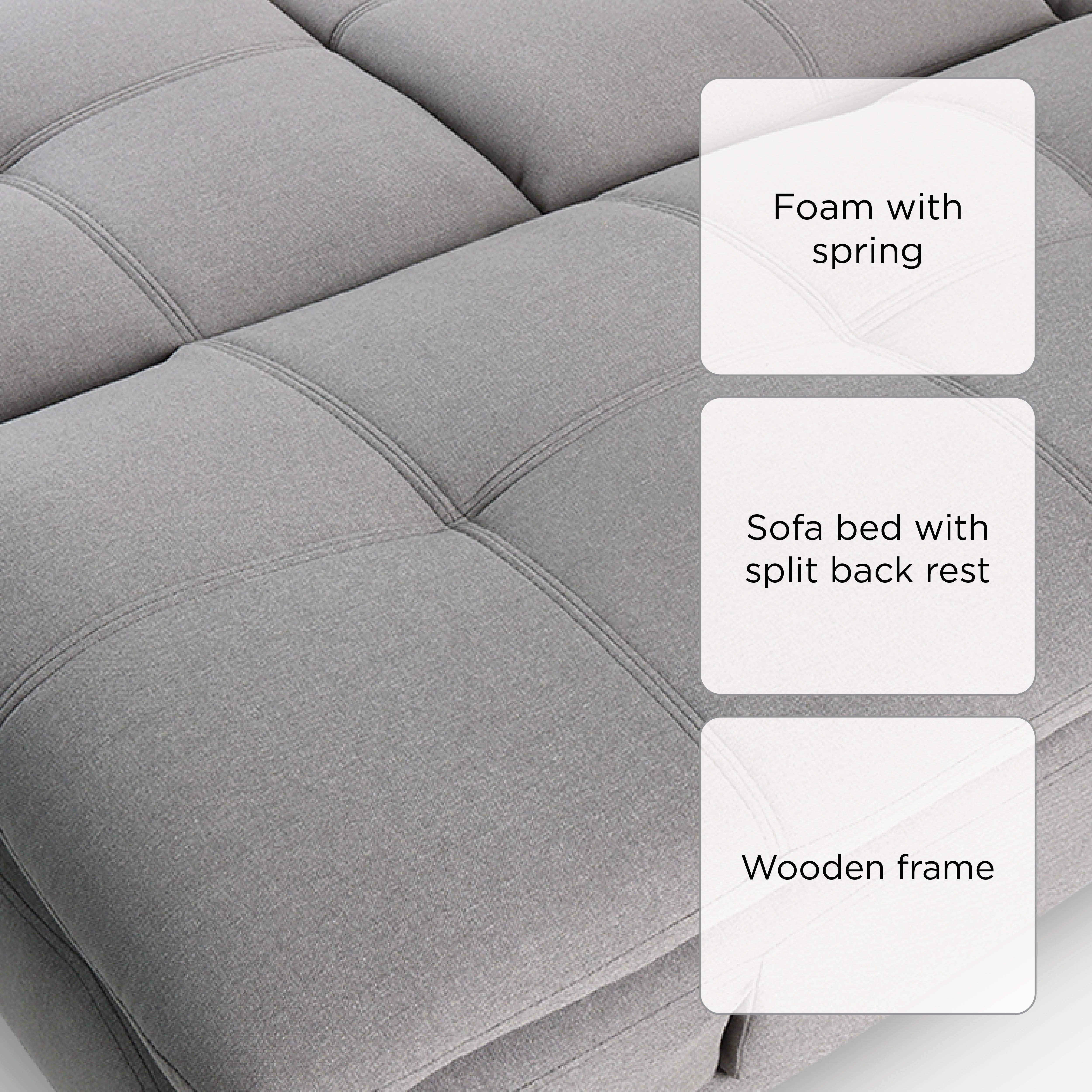 SM Home 3-Seater Merit Sofa Bed - Light Gray