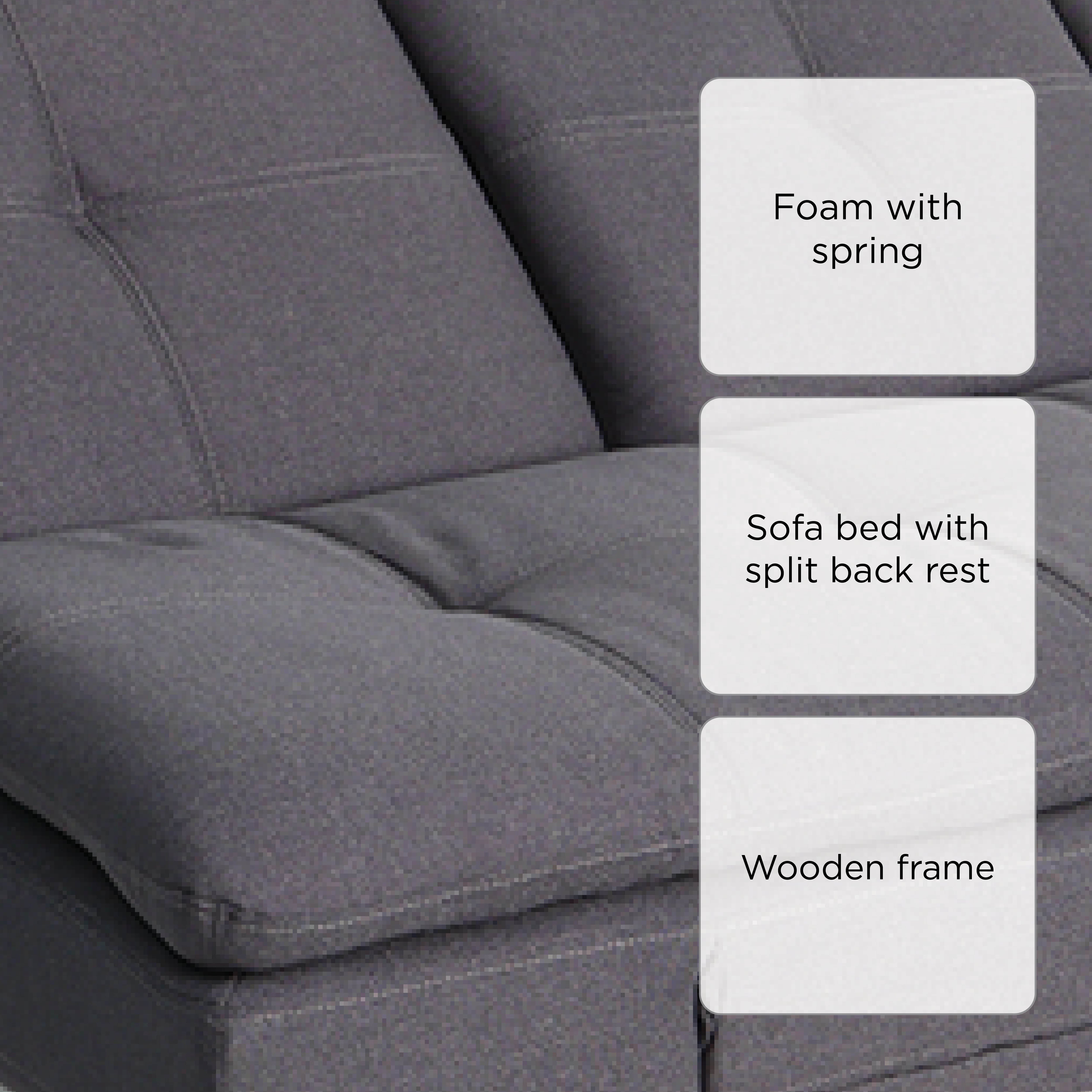 SM Home 3-Seater Merit Sofabed - Dark Gray