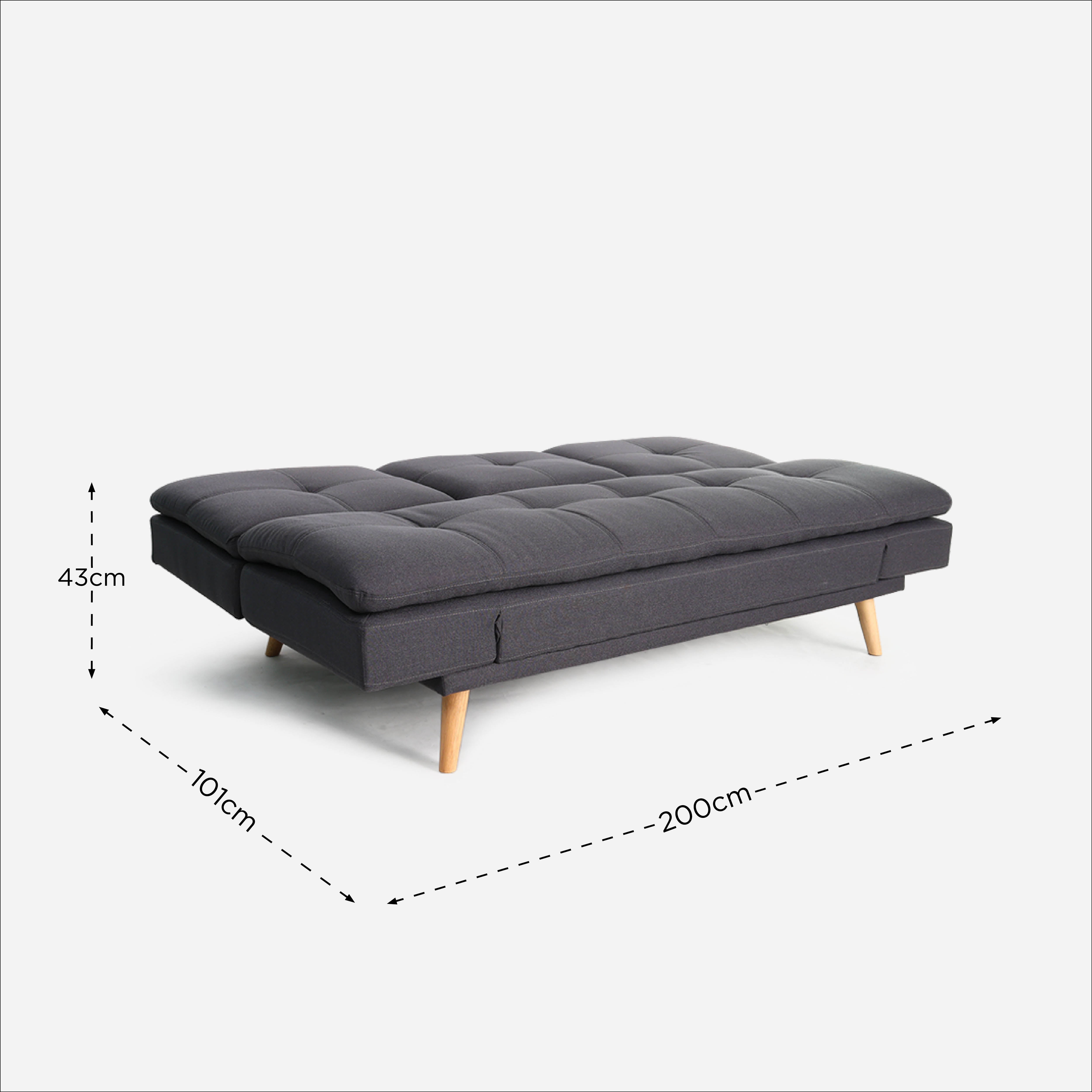 SM Home 3-Seater Merit Sofabed - Dark Gray