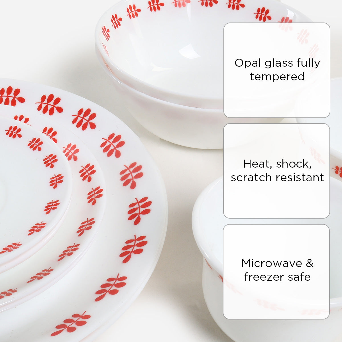 Royal Dine Set of 10 Emily Opal Dinner Set - White