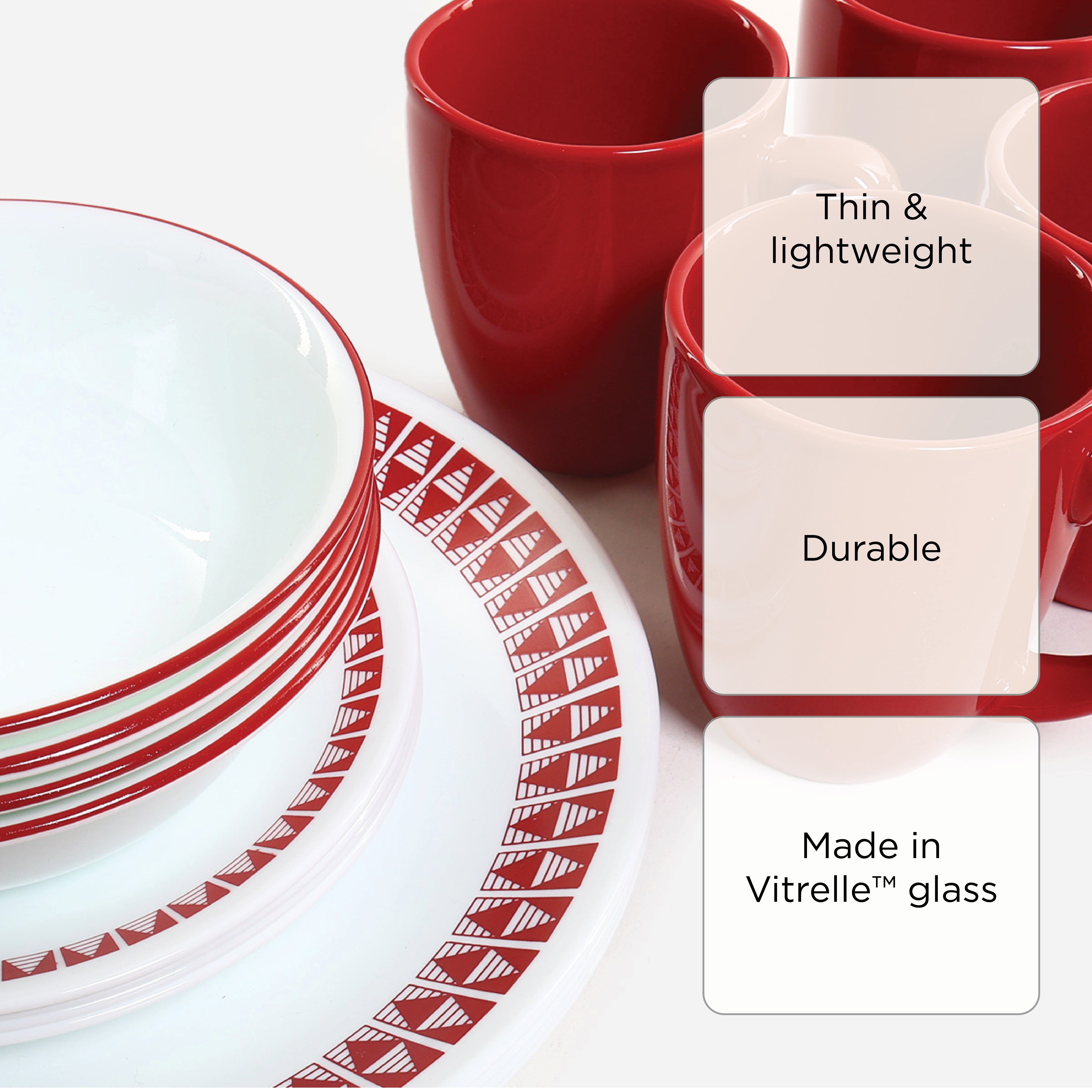 Corelle 16-piece Classic Set- Red Wheeler Diamond