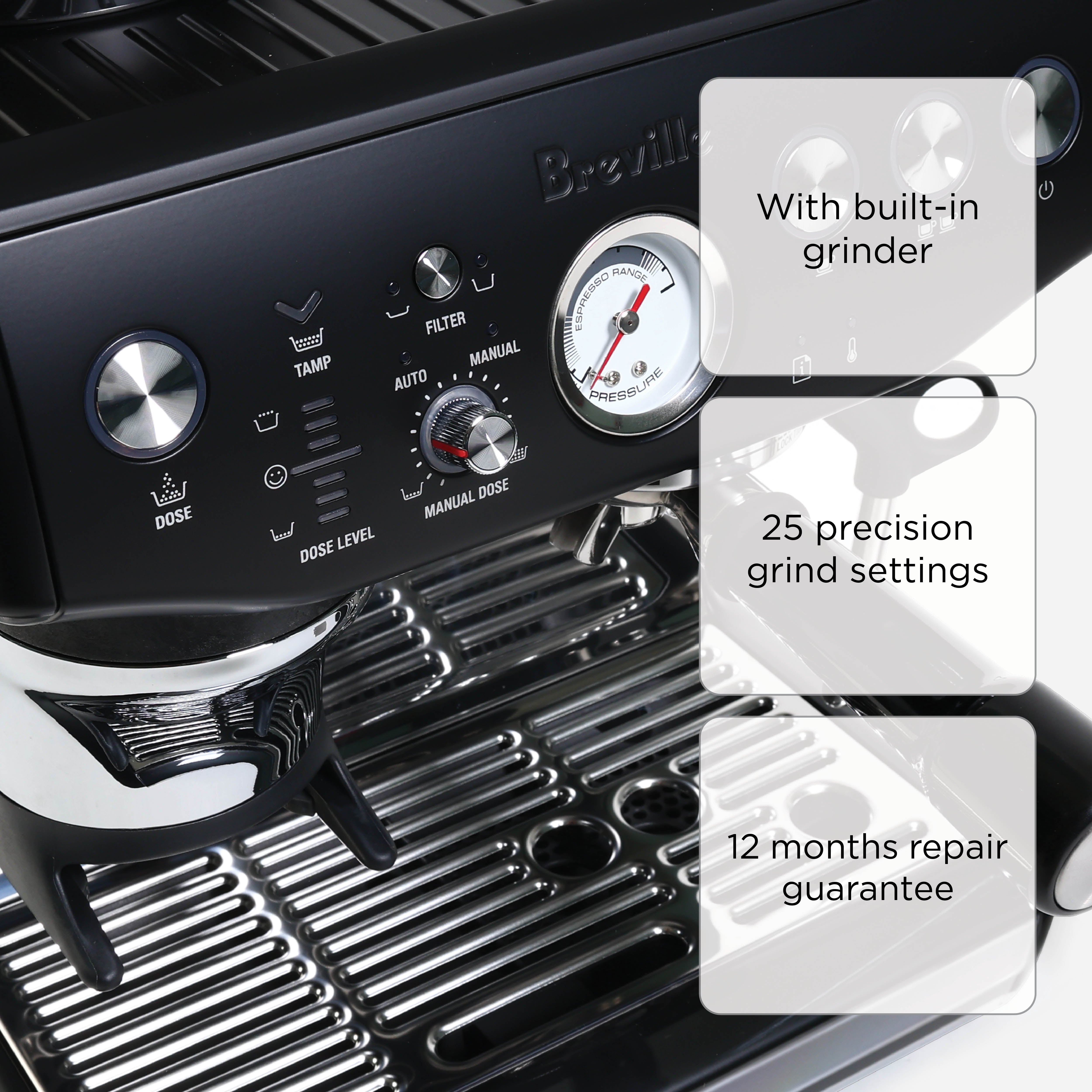 Breville Barista Express Impress  BES376BTR Espresso Machine - Black Truffle
