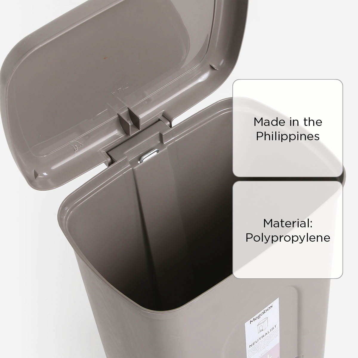 Megabox Neutralist Wide Step Bin MG-714 (Stone Gray) - 22L