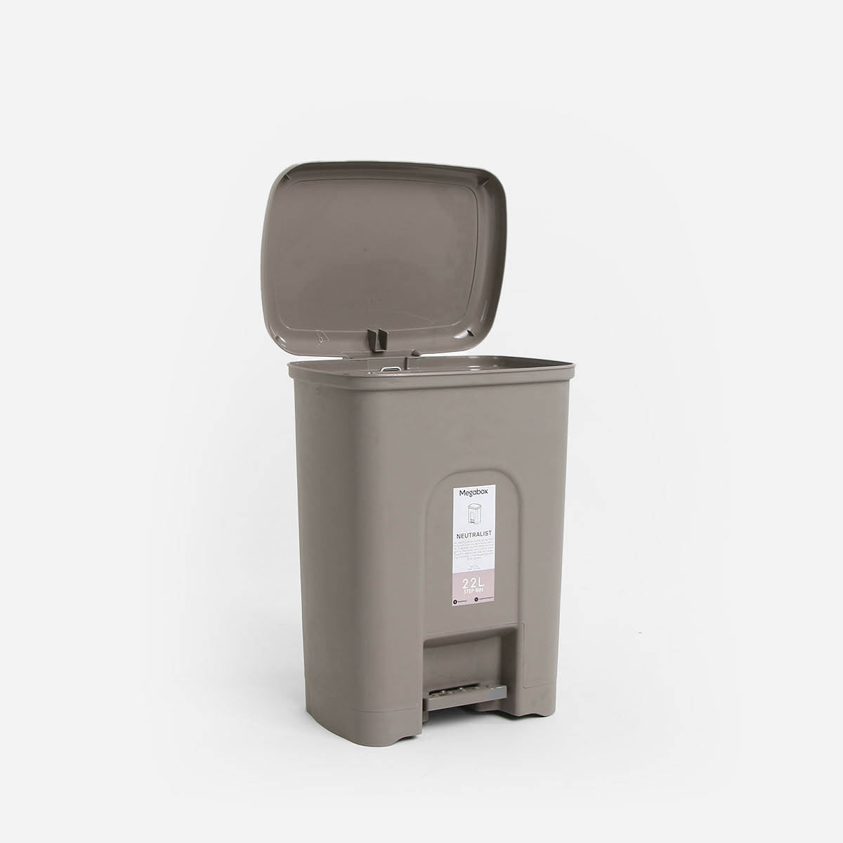 Megabox Neutralist Wide Step Bin MG-714 (Stone Gray) - 22L