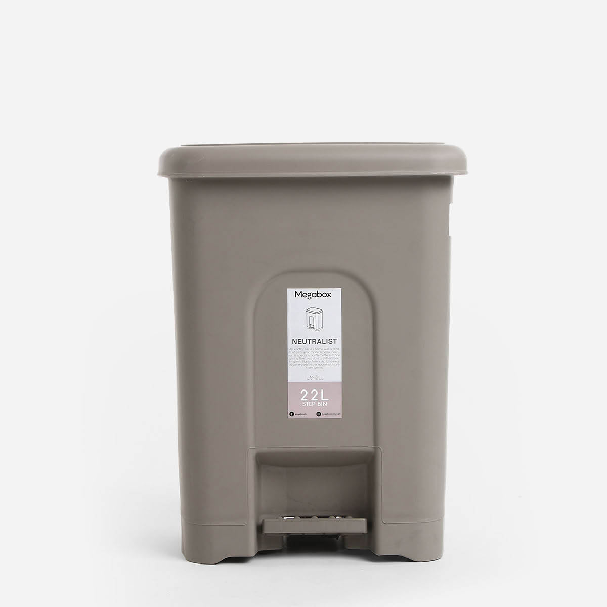 Megabox Neutralist Wide Step Bin MG-714 (Stone Gray) - 22L
