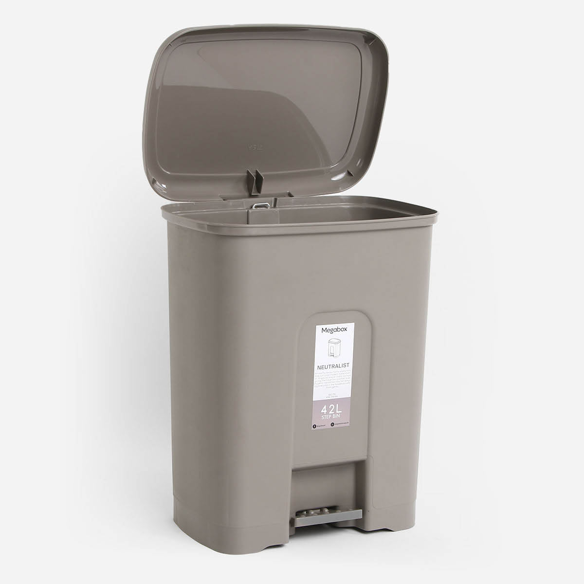 Megabox Neutralist Wide Step Bin MG-715 (Stone Grey) - 42L
