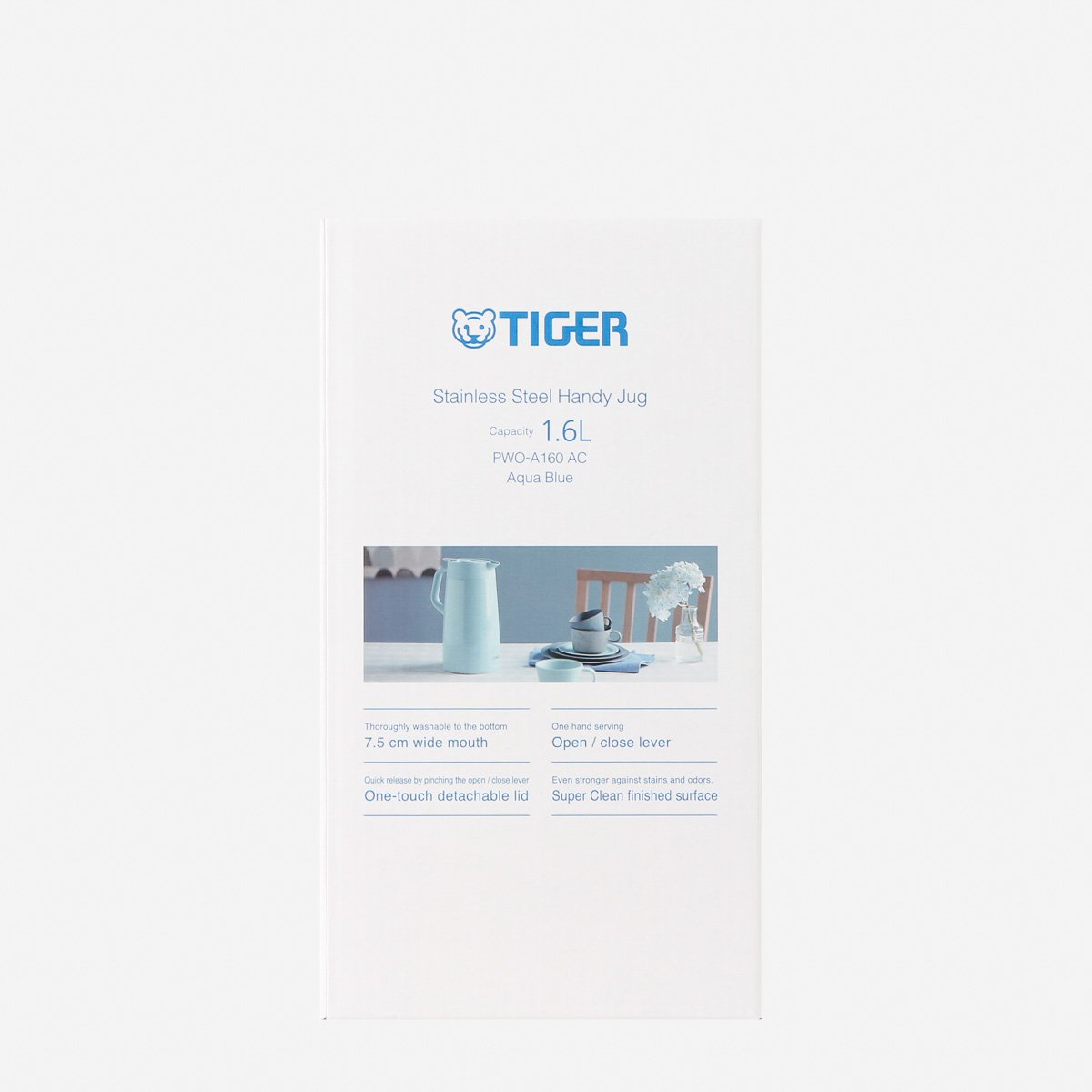 Tiger Stainless Steel Handy Jug 1.6L - Aqua Blue
