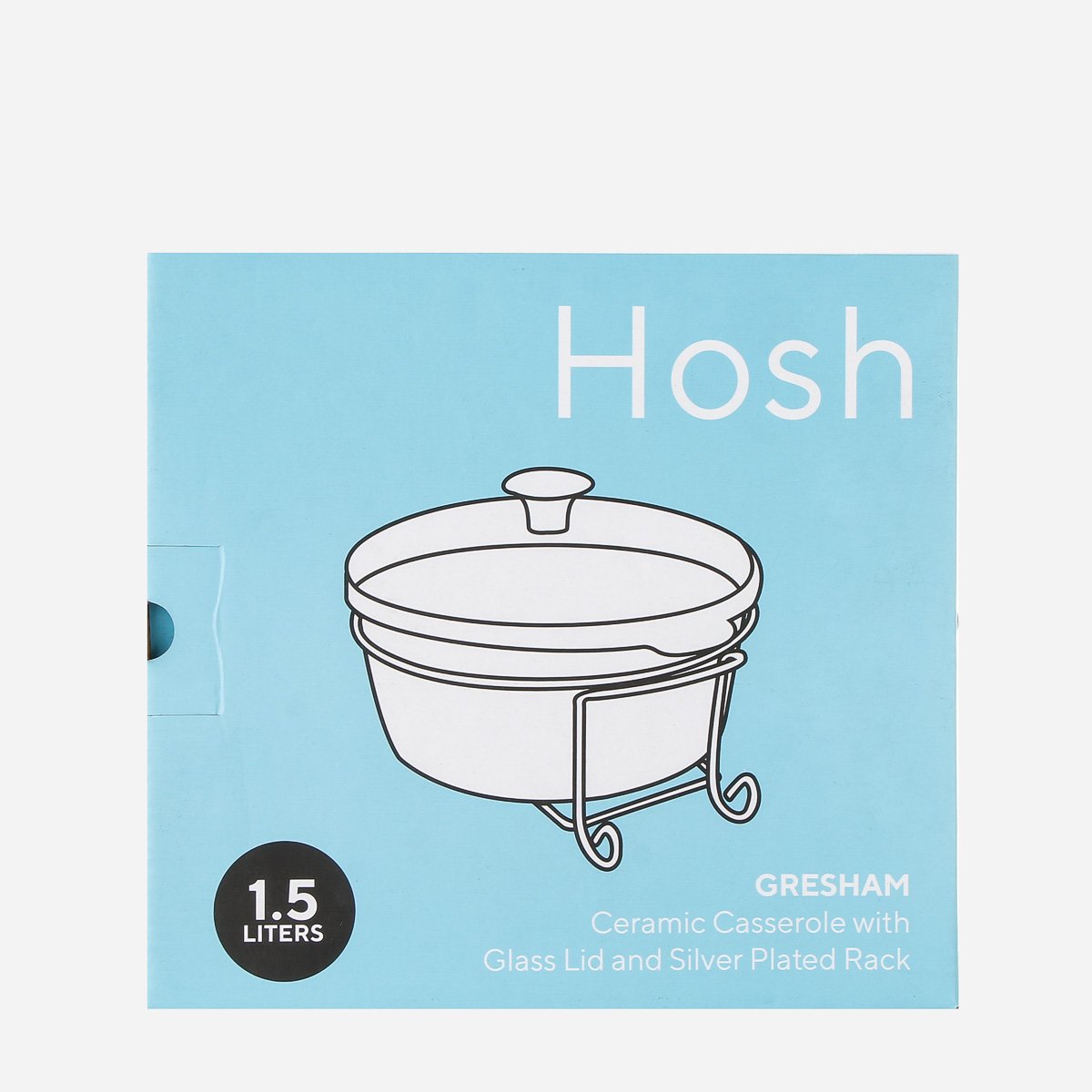 Hosh Gresham Ceramic Casserole and Silver Plated Rack - 1.5L