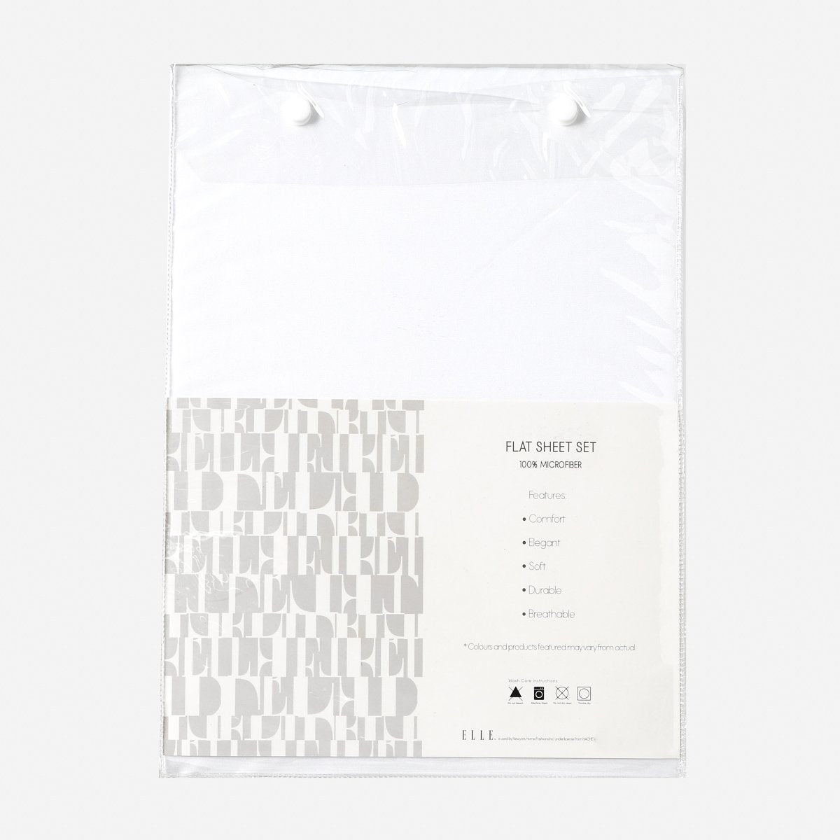 Elle Decor 4-Piece Plaine Twin Size Flat Sheet Set - White