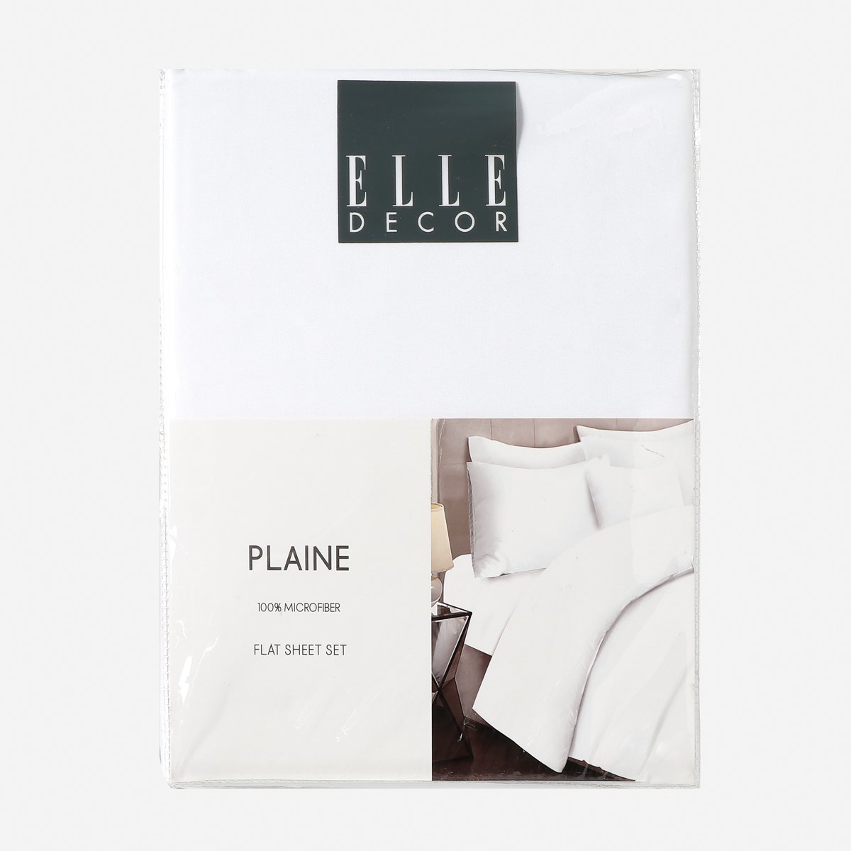 Elle Decor 4-Piece Plaine Twin Size Flat Sheet Set - White