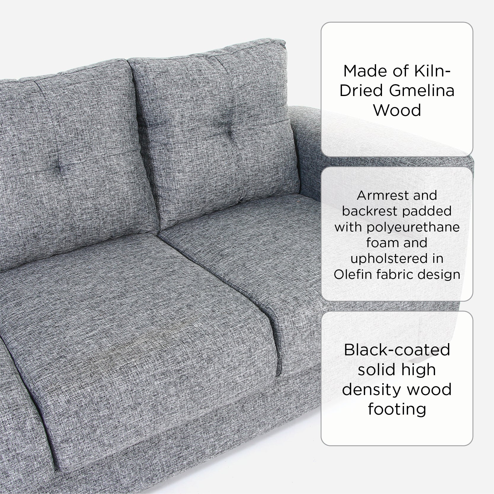 SM Home Chisel 3-Seater Sofa - Wisdom Gray