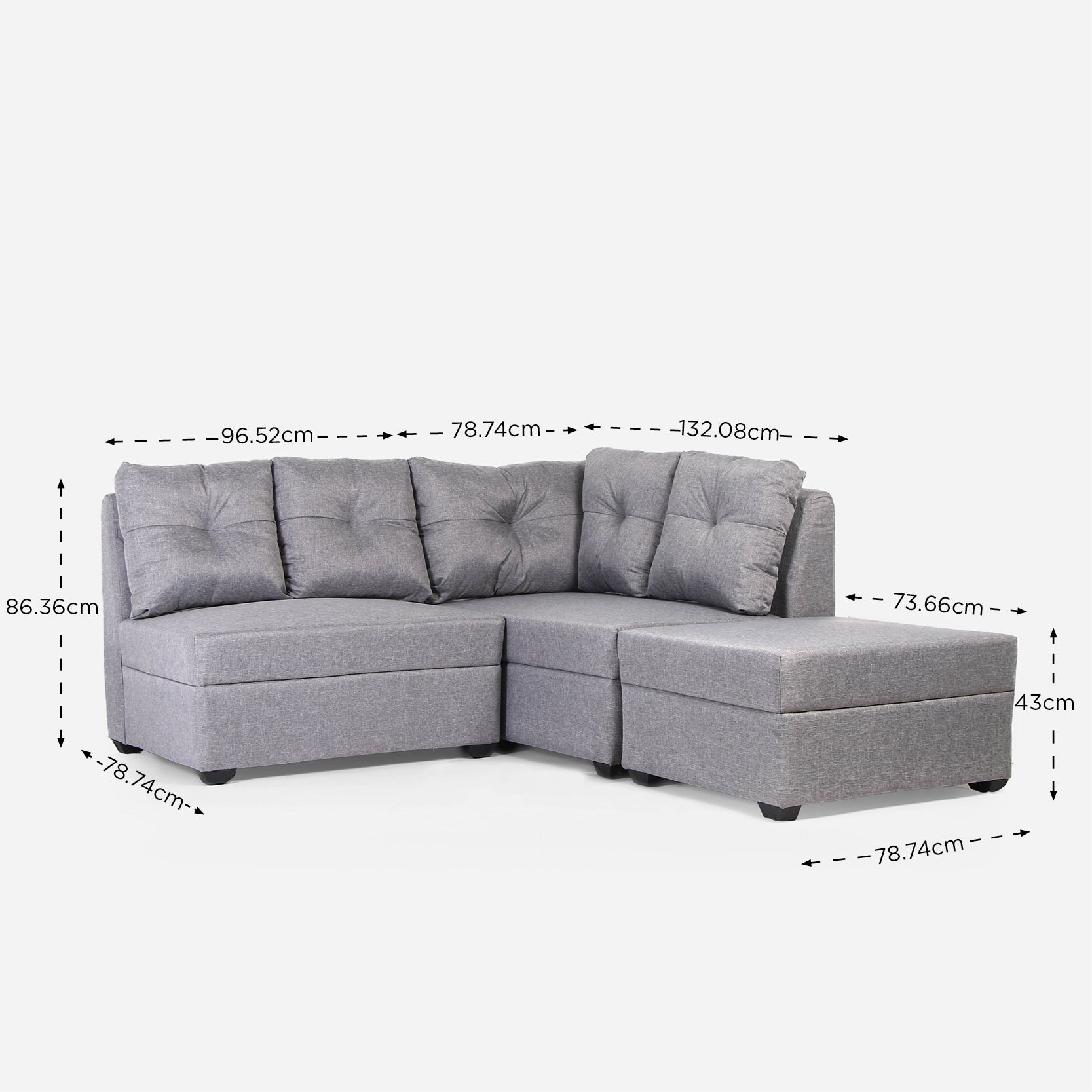 SM Home Cheer Sectional Sofa Set - Warner Ash