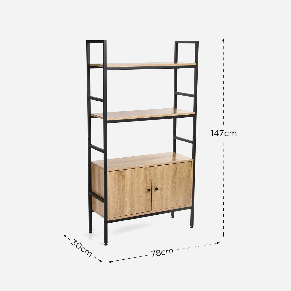 Yori Takara Shelf with Cabinet (Light Oak) - Mega