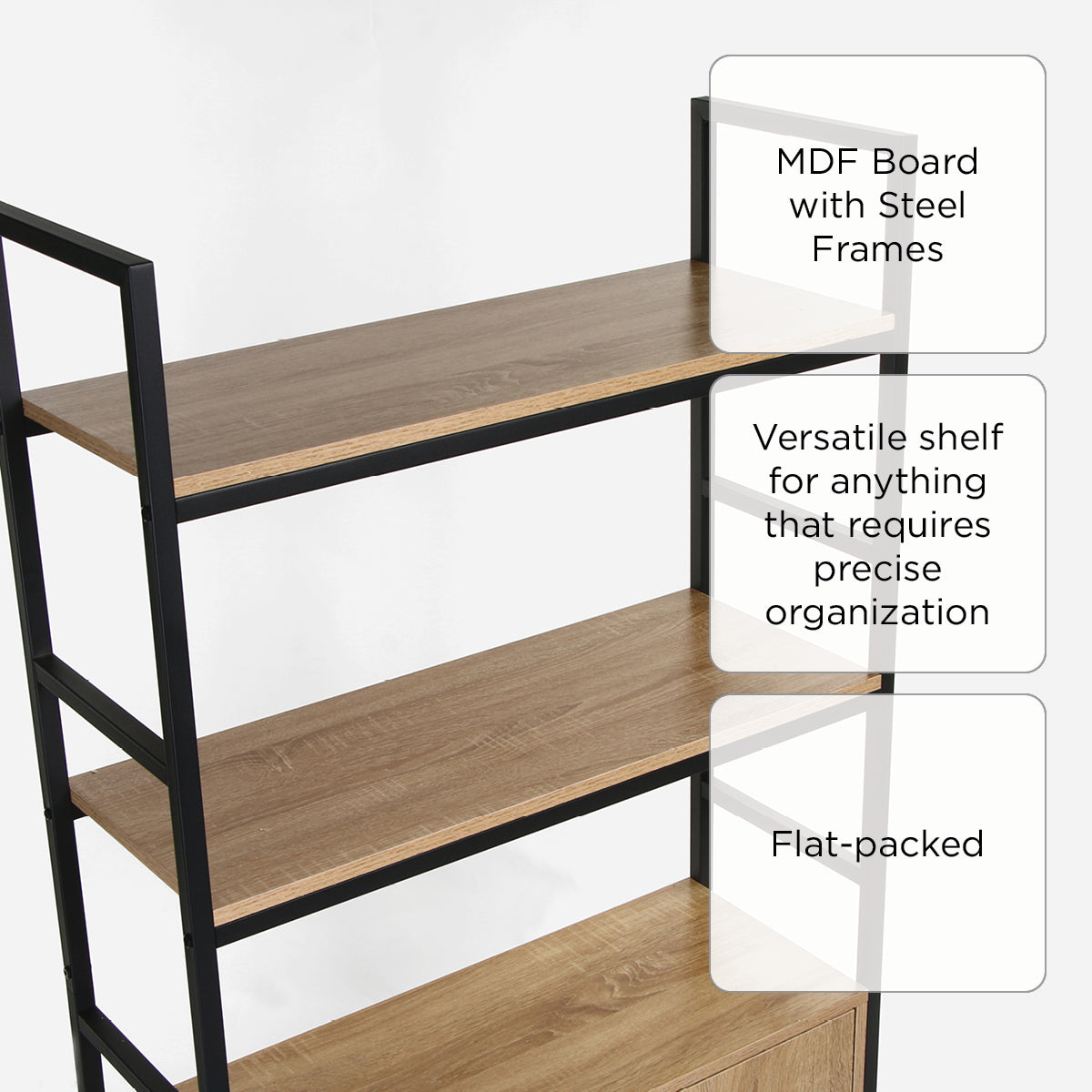 Yori Takara Shelf with Cabinet (Light Oak) - Mega