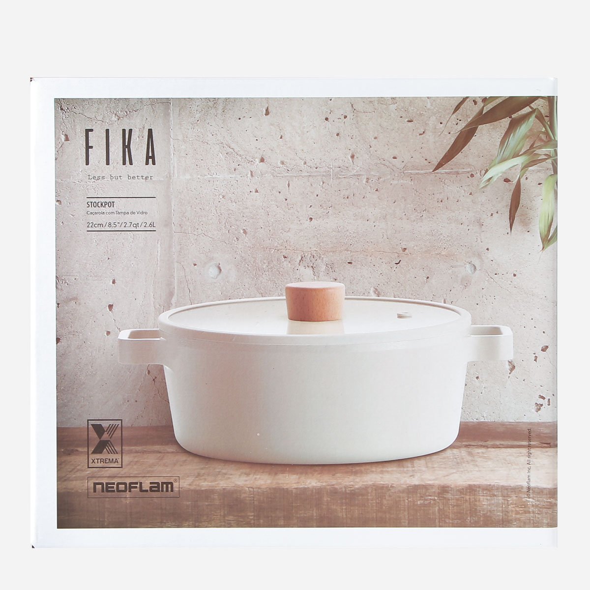 Neoflam Fika Cast Aluminum Stock Pot with Glass Lid 22cm - Sahara Sand
