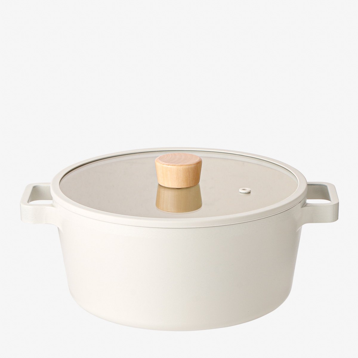 Neoflam Fika Cast Aluminum Stock Pot with Glass Lid 24cm - Sahara Sand