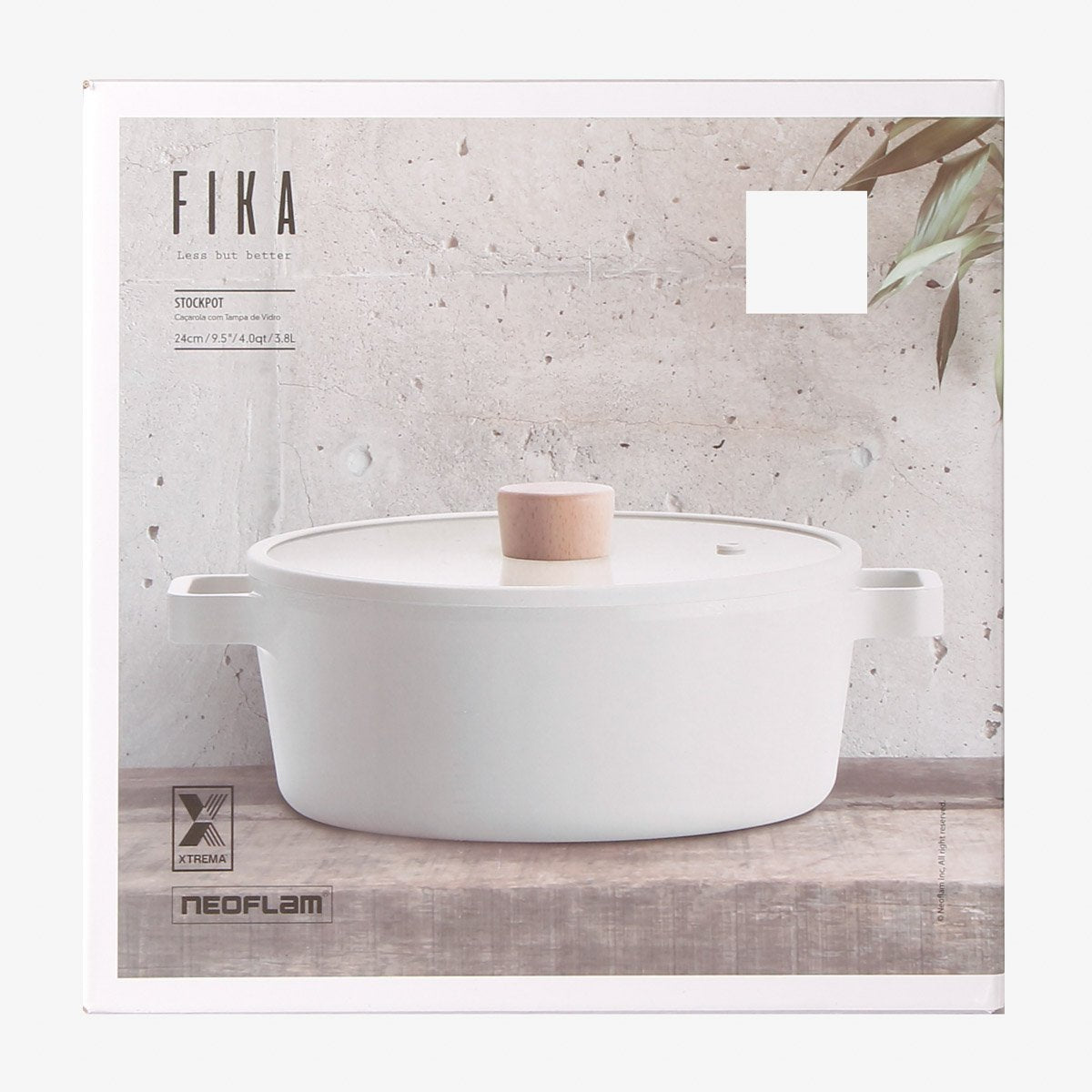 Neoflam Fika Cast Aluminum Stock Pot with Glass Lid 24cm - Sahara Sand