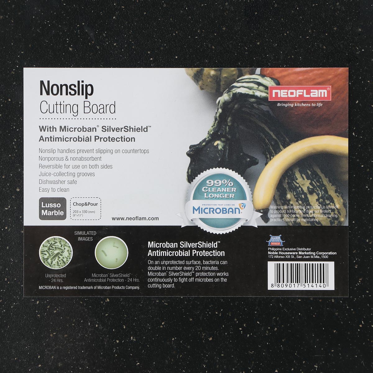 Neoflam Lusso Marble Nonslip Cutting Board -  Chop & Pour