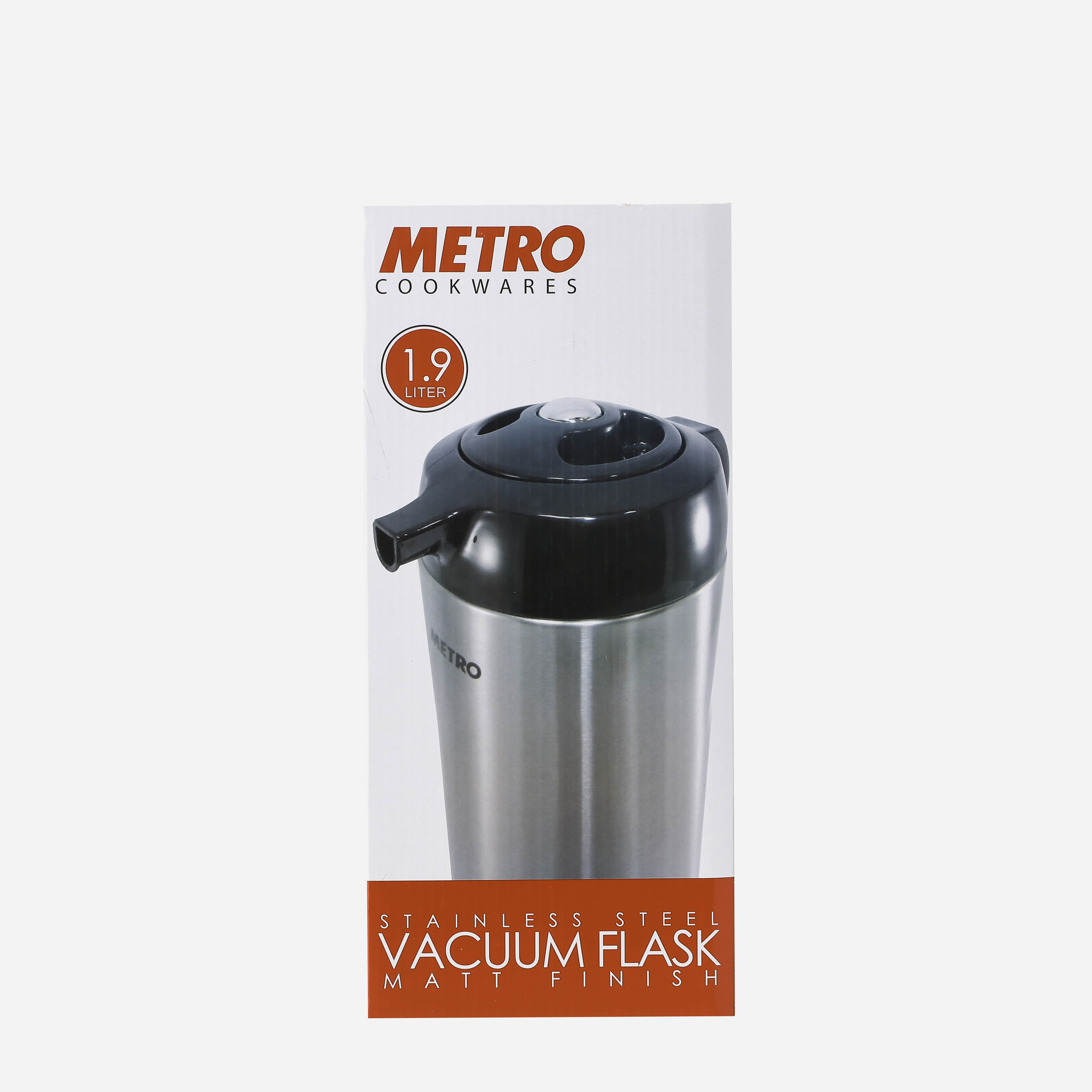 Metro Cookwares Stainless Steel Vacuum Flask 1.9L Ð Black and Silver