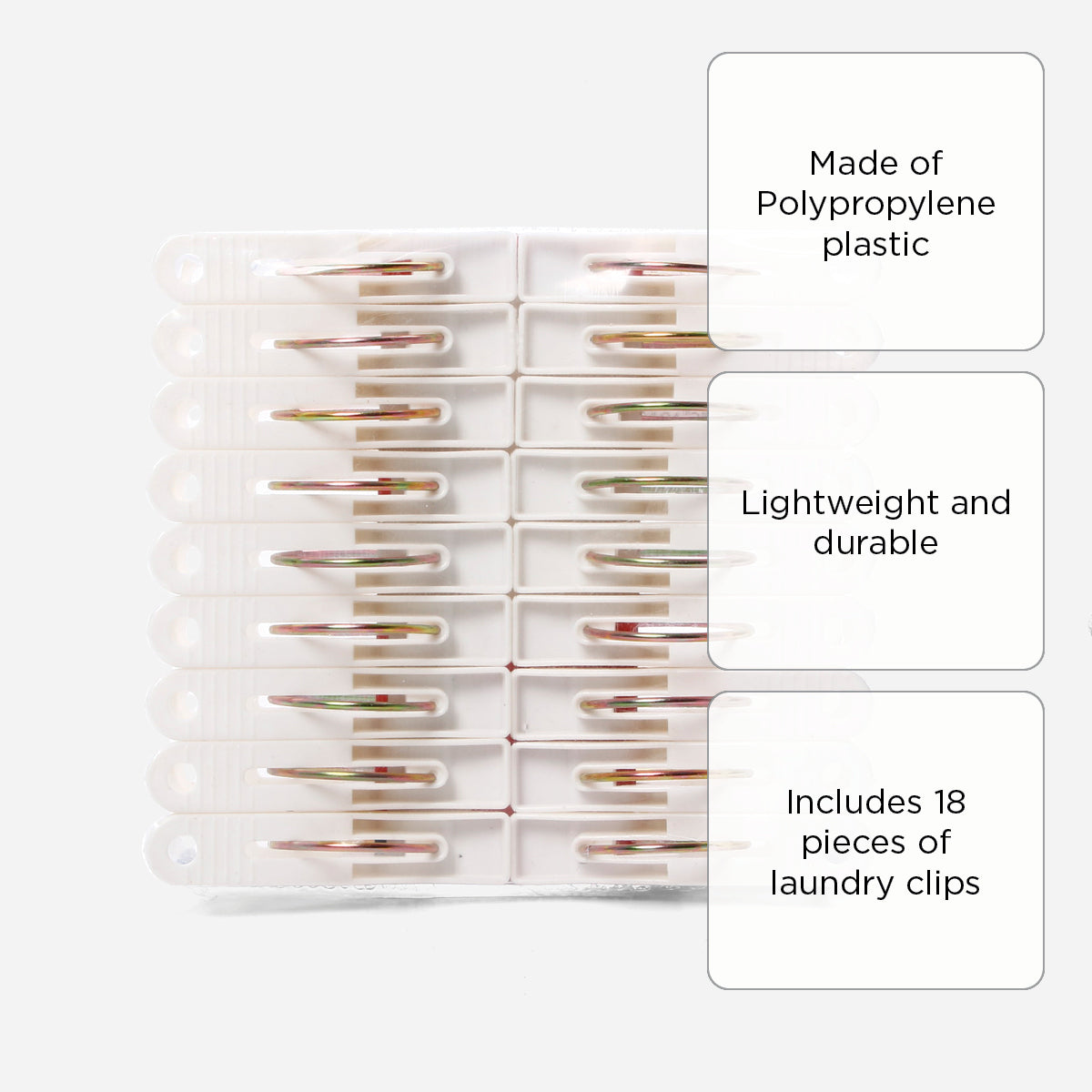 Hosh 18-Piece Laundry Clips – White