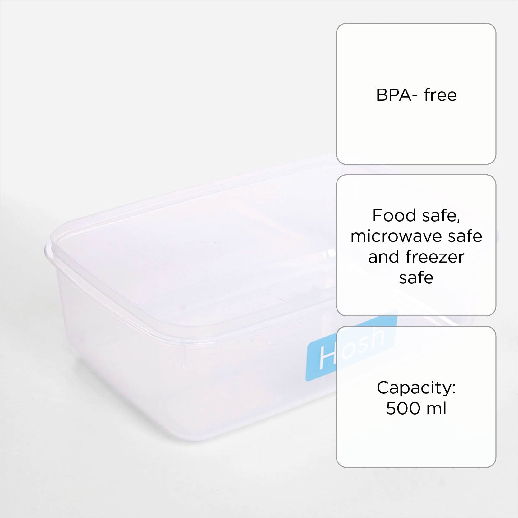 Hosh Rectangular Stackable Food Container 500ml