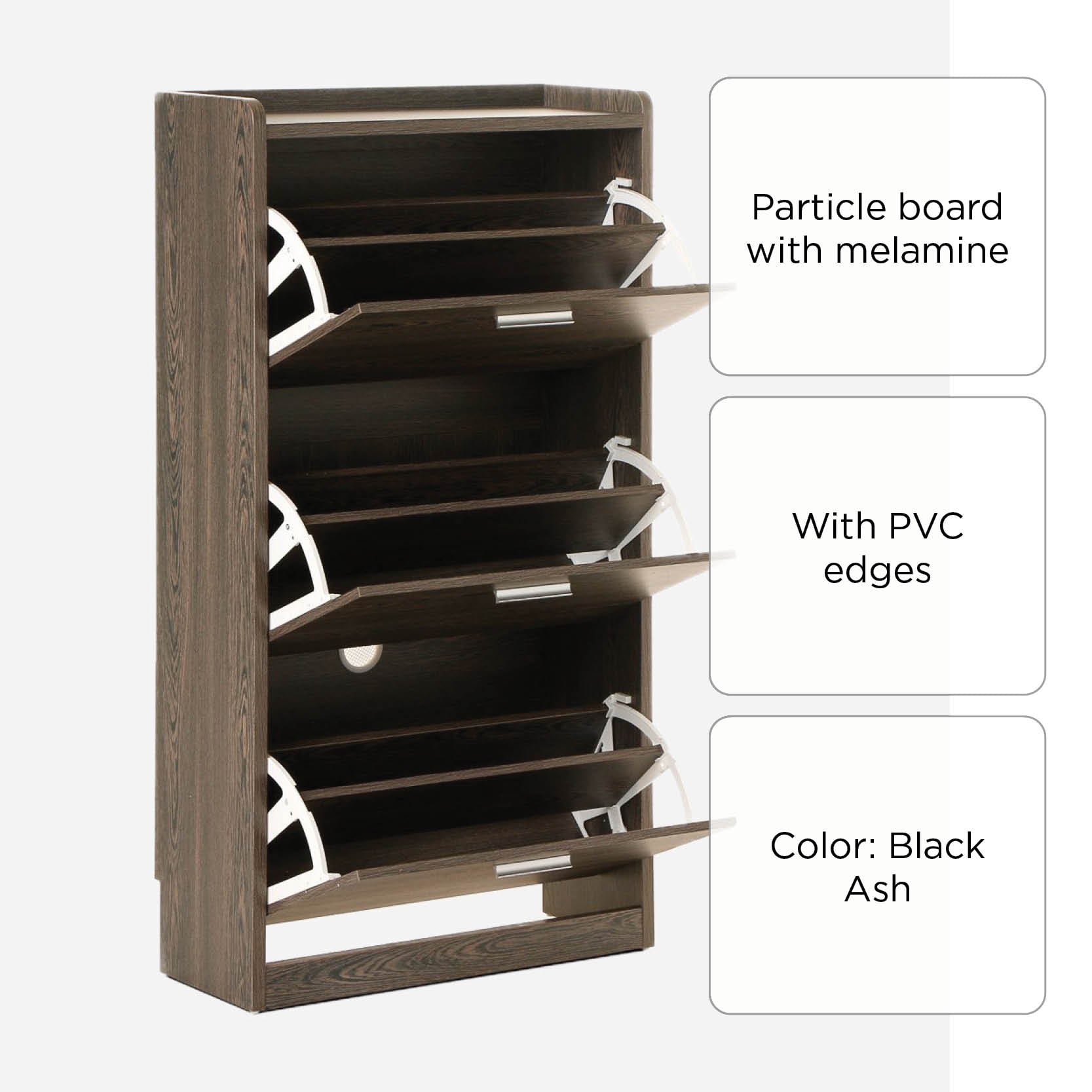 Hosh Slim Shoe Cabinet - Black Ash
