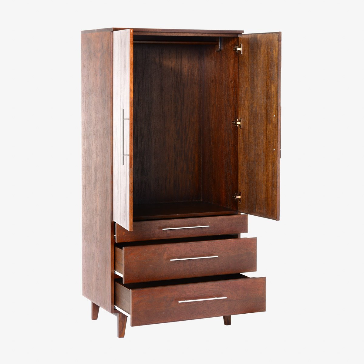SM Home Hallmark Wardrobe Cabinet with 2 Door and 3 Drawer - Walnut