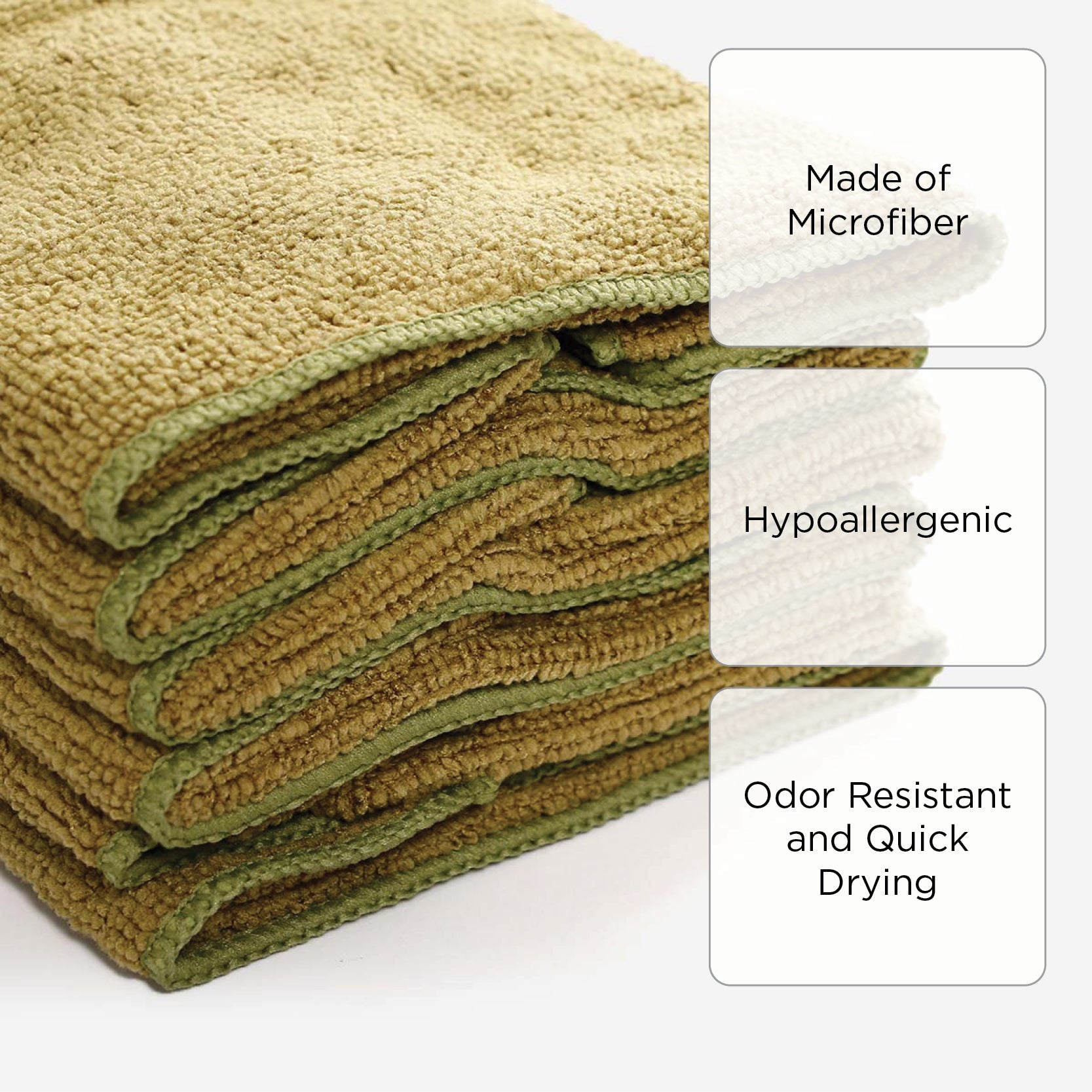 SM Home Set of 6 Microfiber Hand Towels (Cedar Green) - 11x18 inches