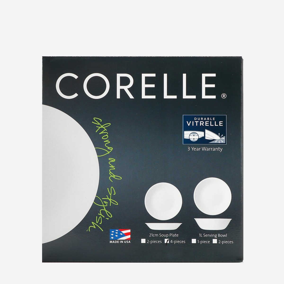 Corelle 4-Piece Soup Plate Set Winter Frost White