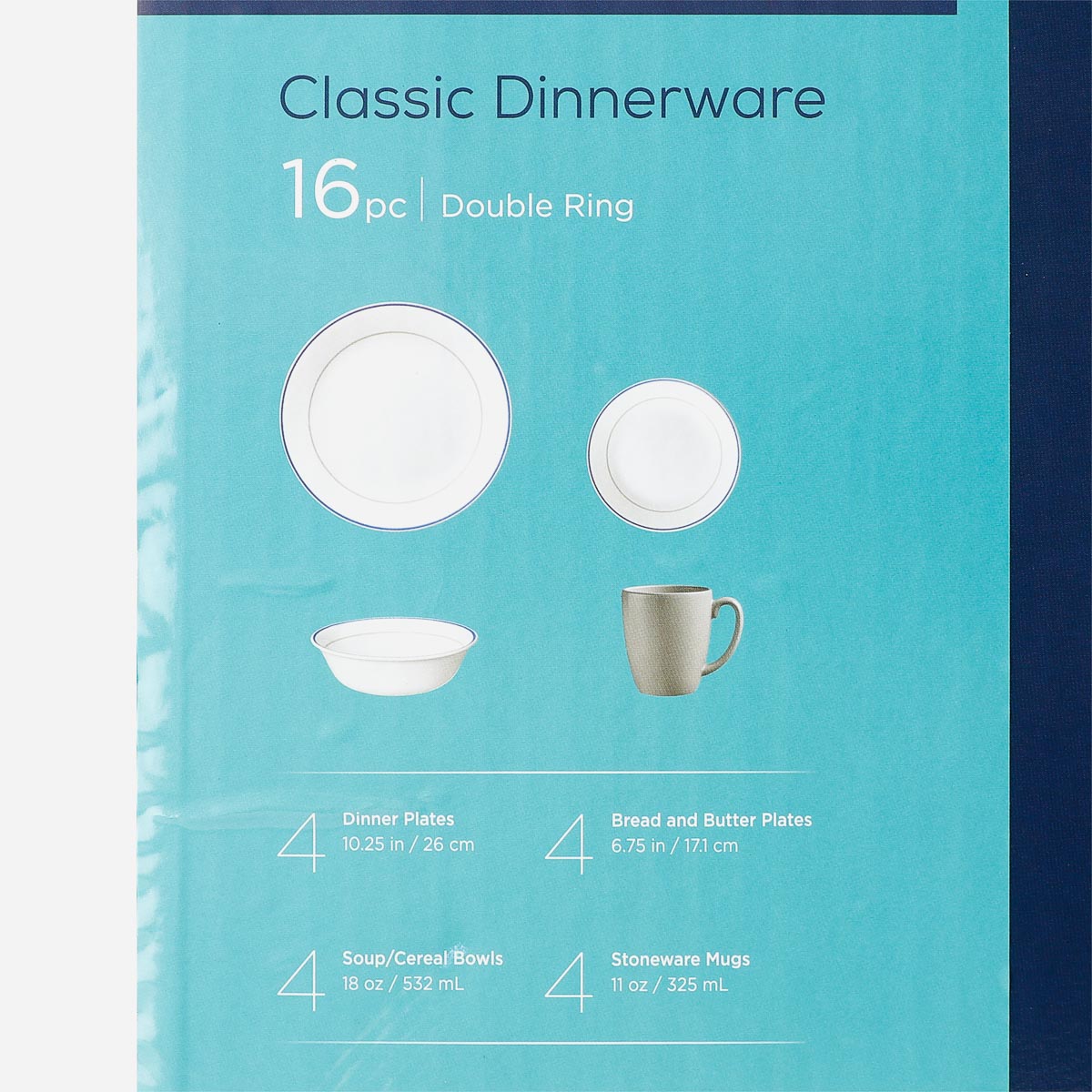 Corelle 16-Piece Double Ring Classic Dinnerware Set
