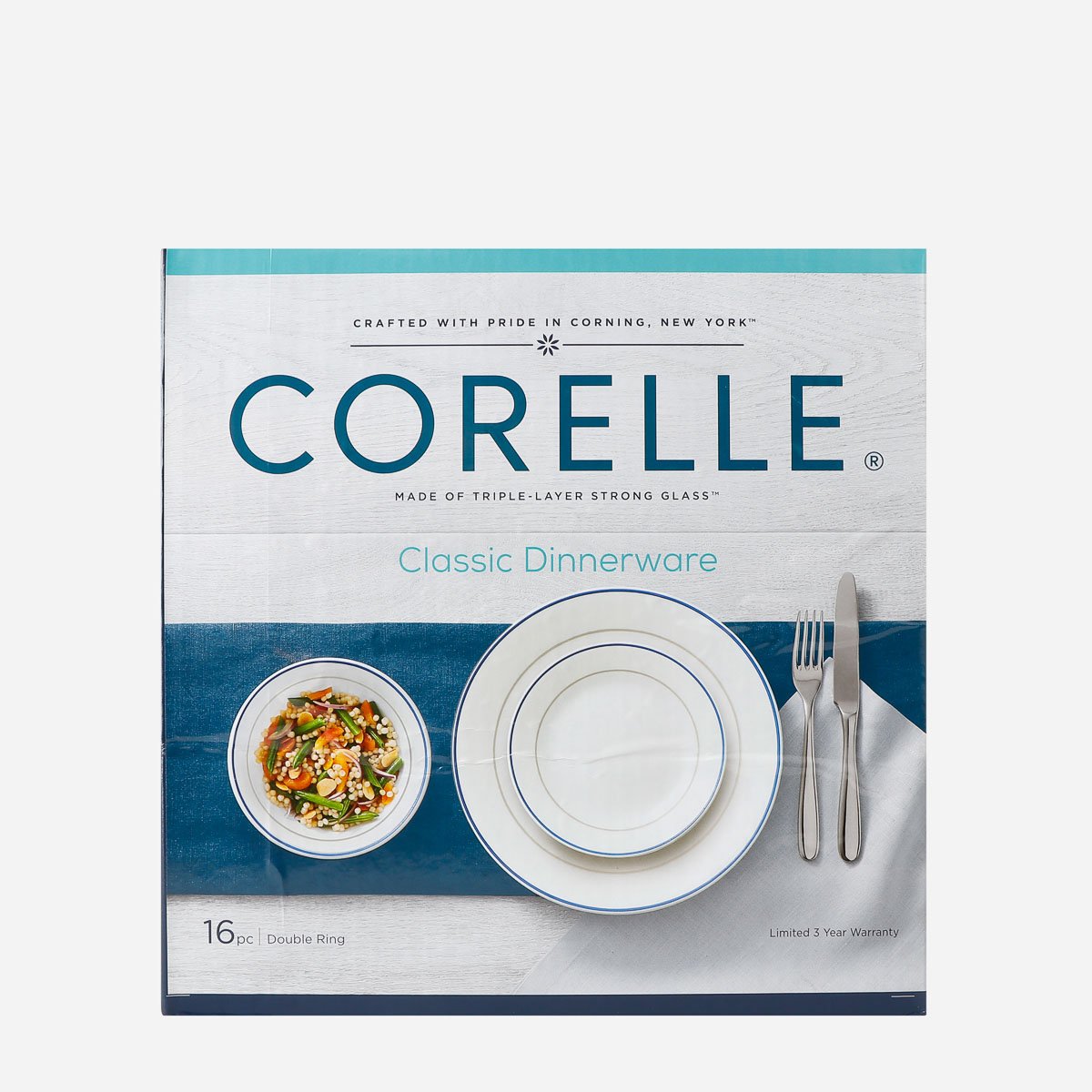 Corelle 16-Piece Double Ring Classic Dinnerware Set
