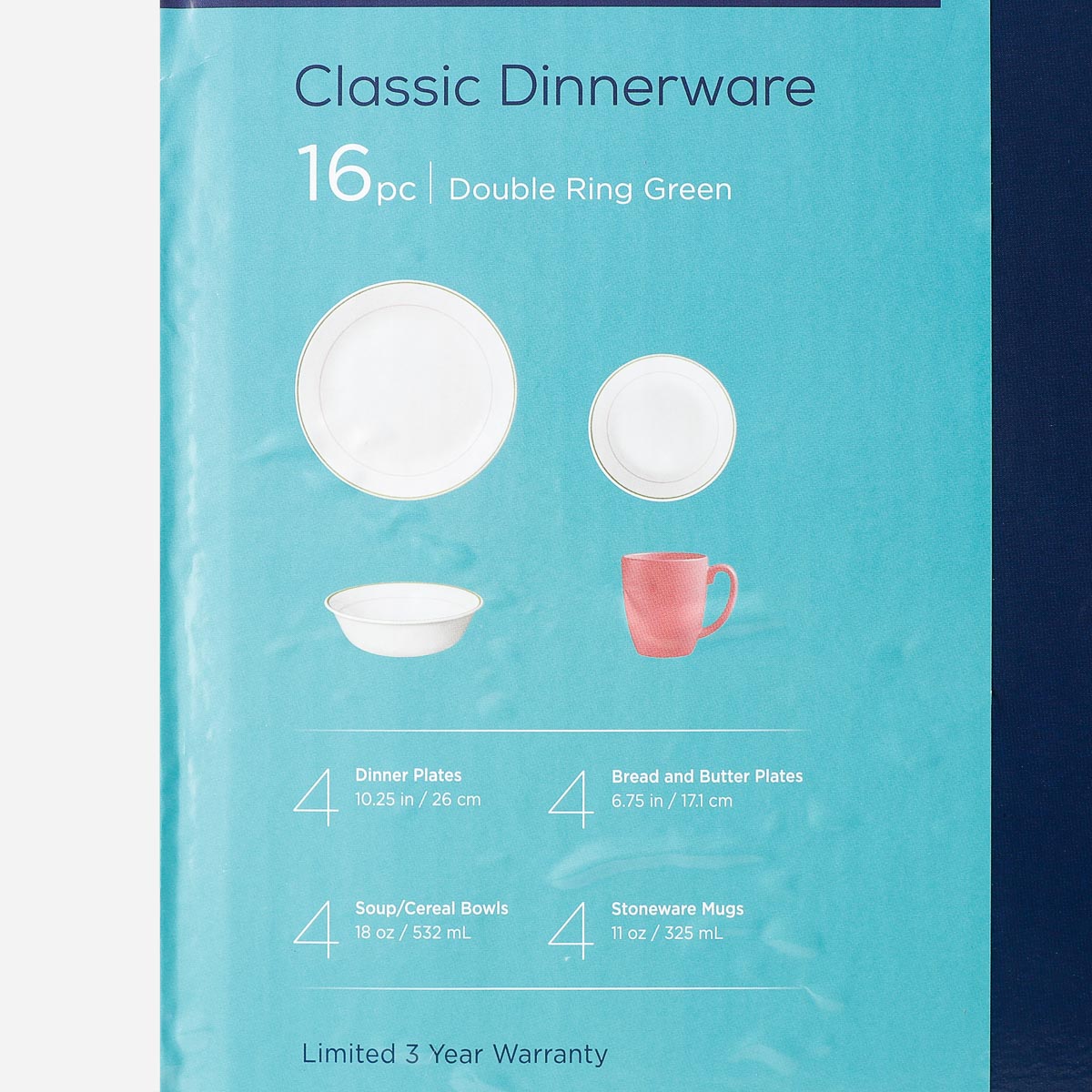 Corelle 16-Piece Double Ring Dinnerware Set - Green