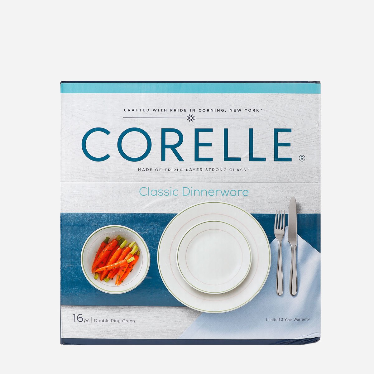 Corelle 16-Piece Double Ring Dinnerware Set - Green