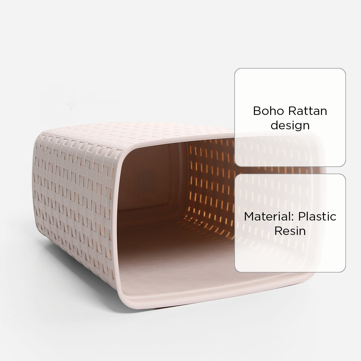 Megabox Boho Rattan Rectangle Waste Can MG-723 (Beige) - 13L