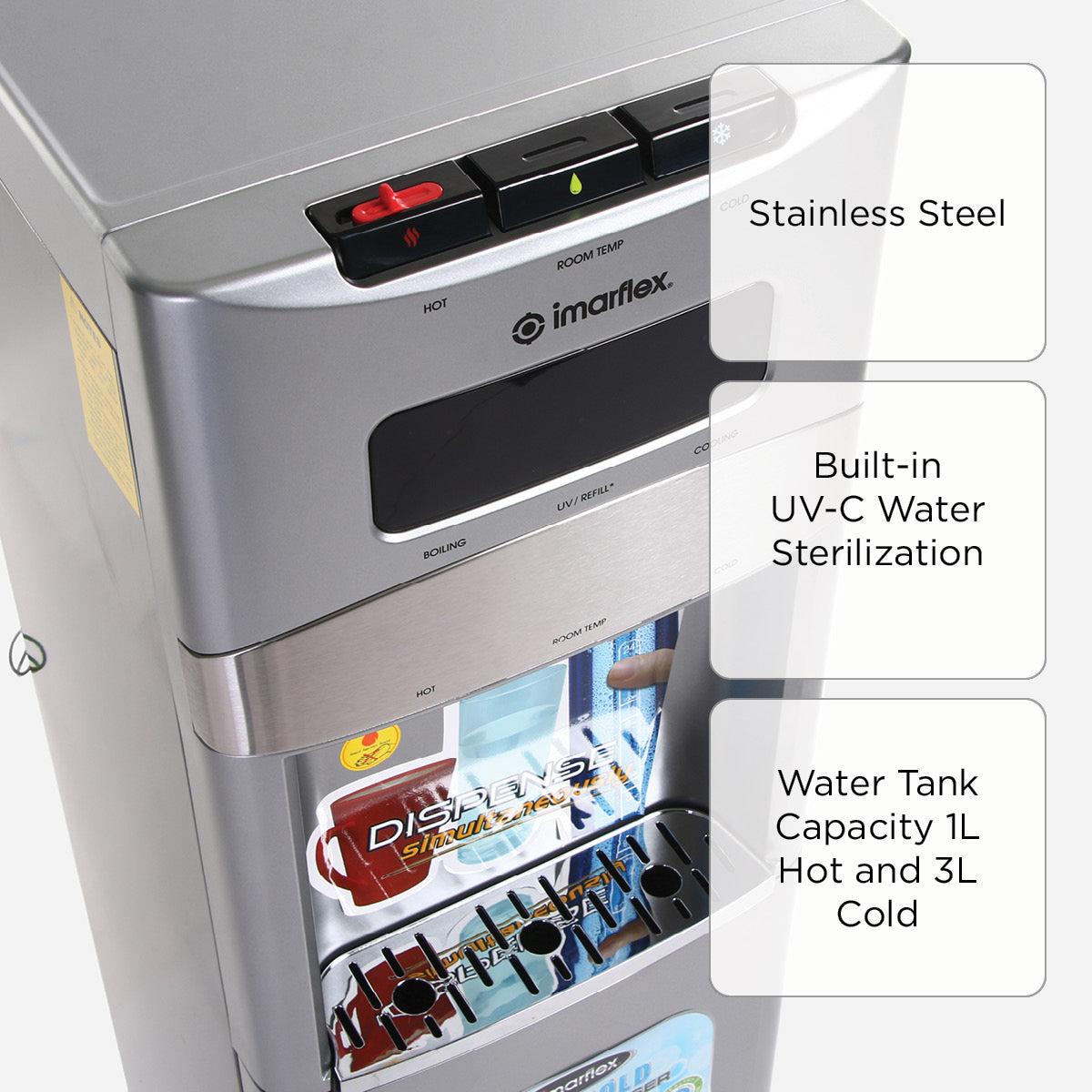 Imarflex Bottom Load Tri Dispenser IWD1160UV/1160S/1130W