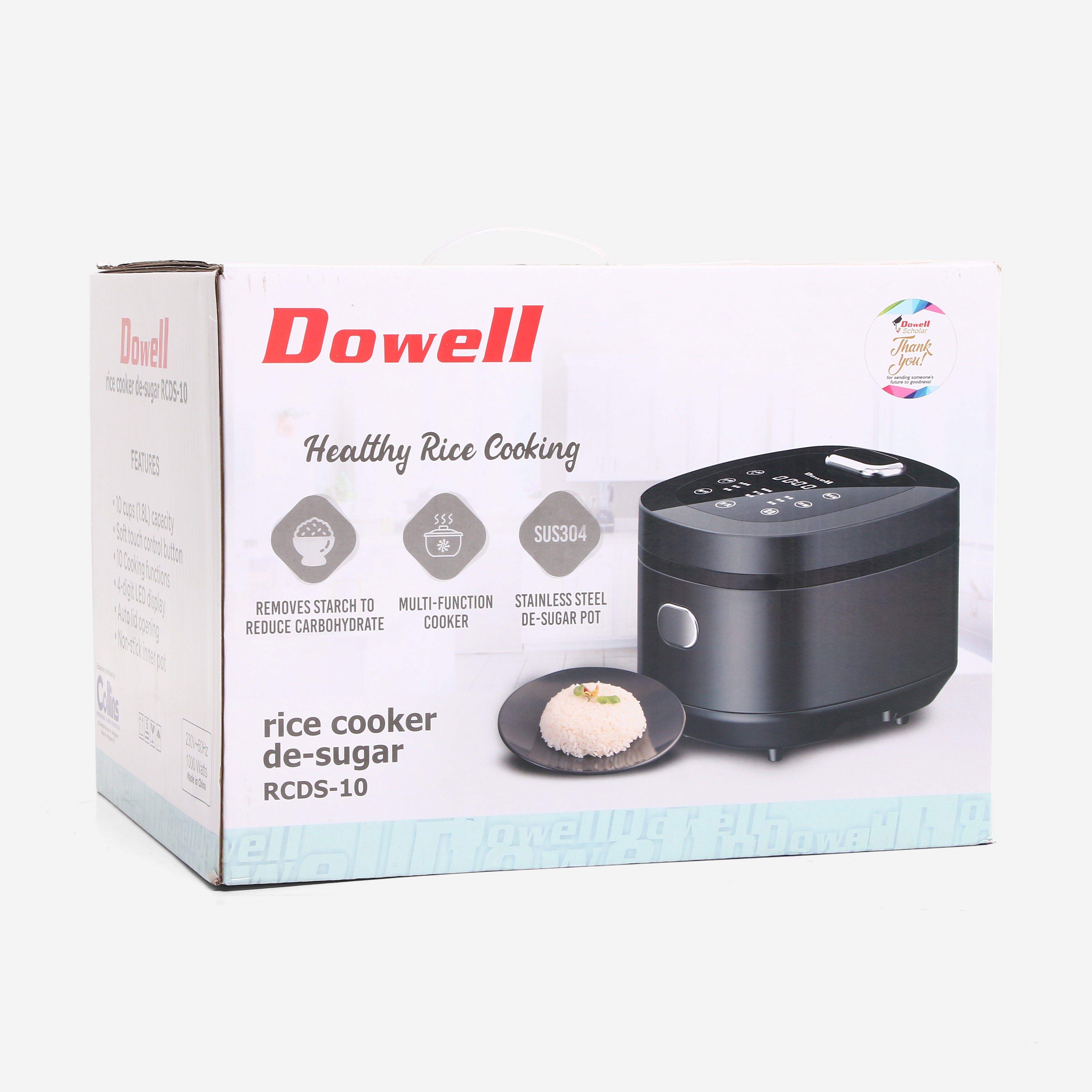 Dowell Low Carb Rice Cooker RCDS10 (Black) - 1.85L