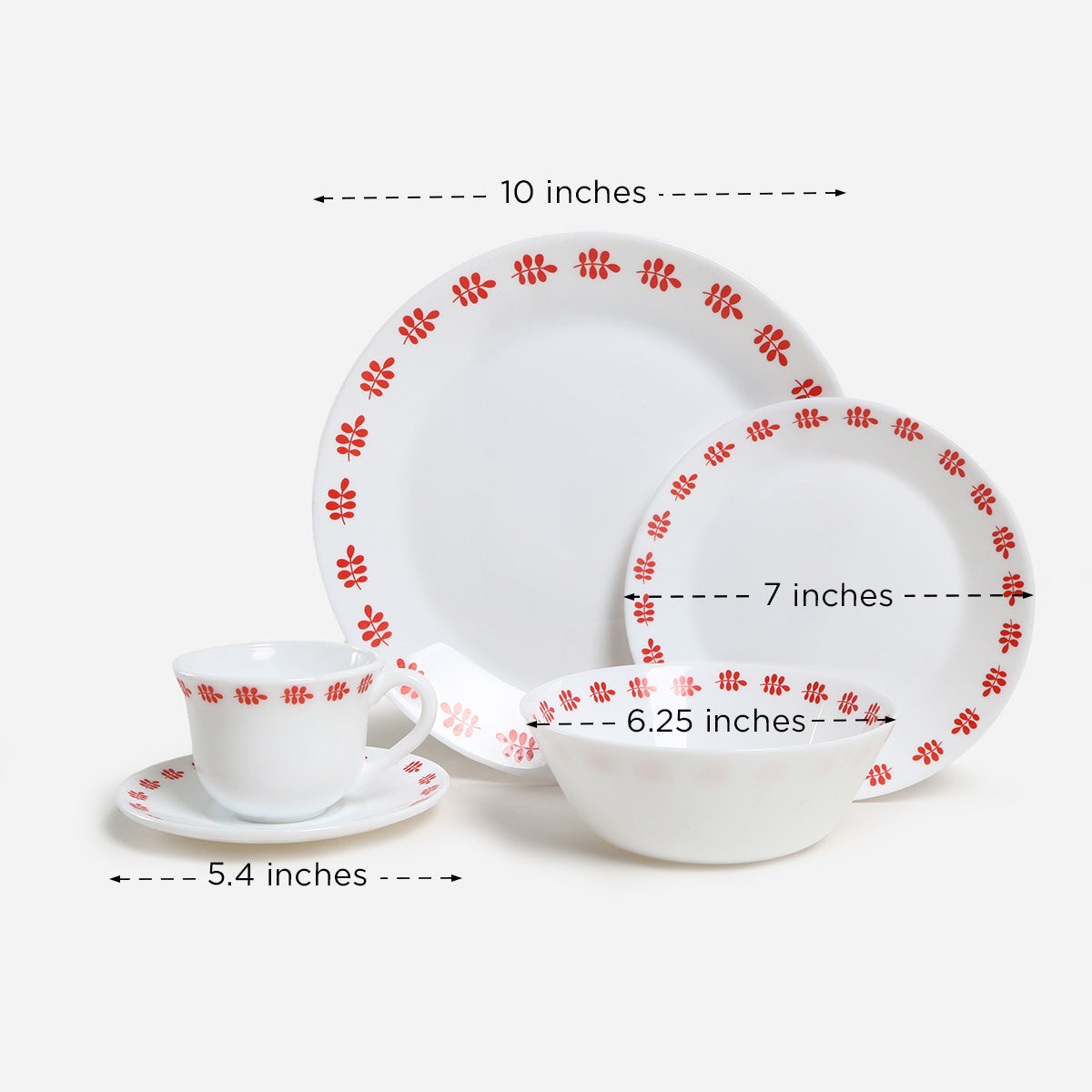 Royal Dine Set of 10 Emily Opal Dinner Set - White