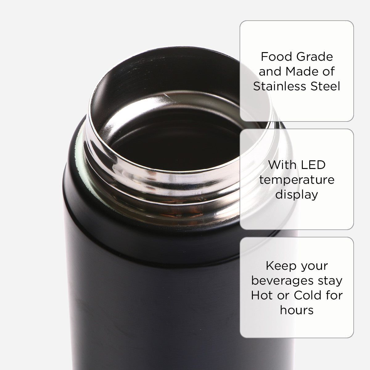 Atlantic Double Wall Bottle With Temperature VF51462 (Black) - 280ml.