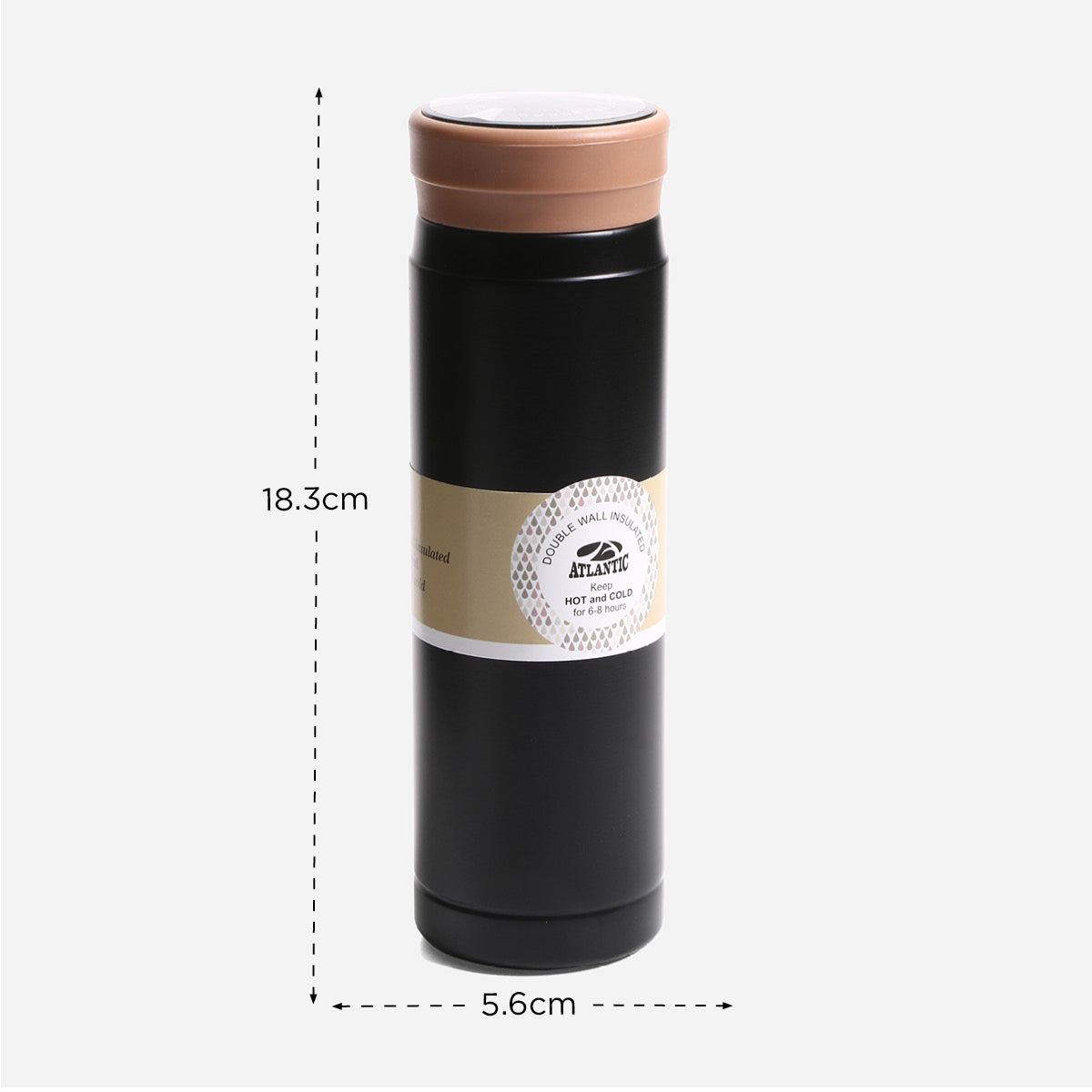 Atlantic Double Wall Bottle With Temperature VF51462 (Black) - 280ml.